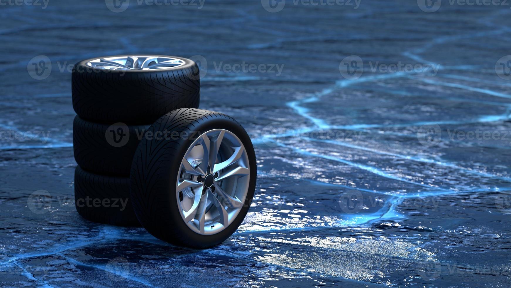 pneus d'hiver sur la glace. concept de sécurité et de conduite automobile photo