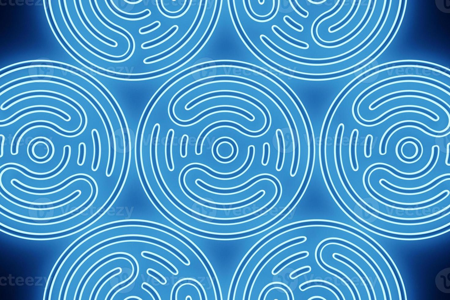 rendu 3d fractal rond bleu abstrait, portail. spirale ronde colorée. photo