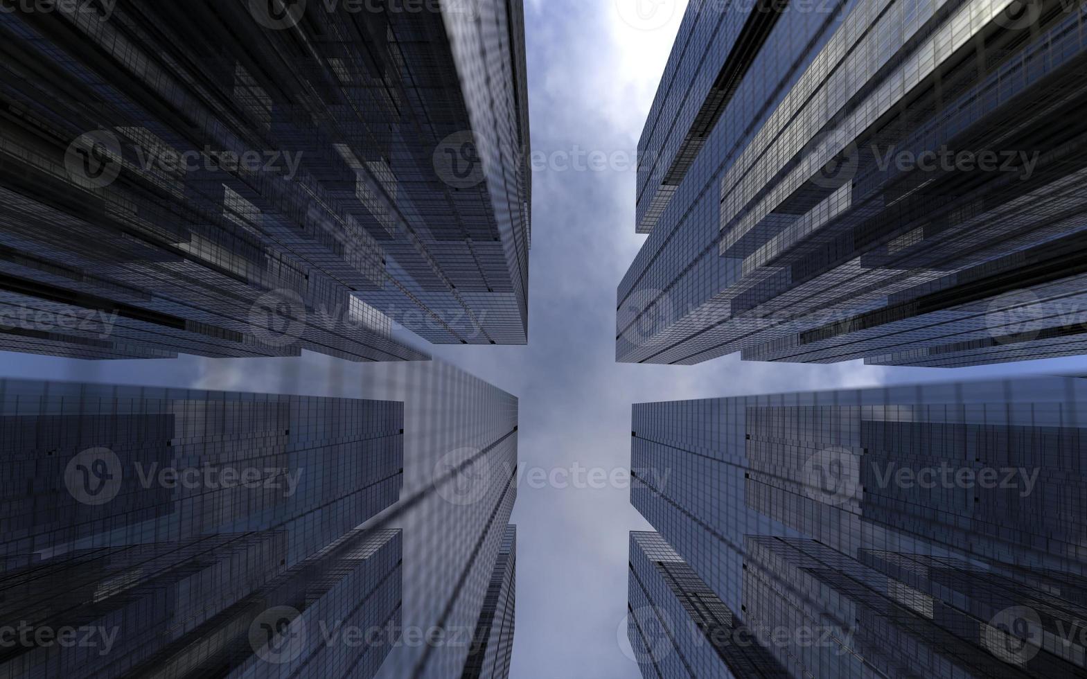 immeubles de grande hauteur modernes contre le ciel. illustration 3d sur le thème du succès commercial et de la technologie photo