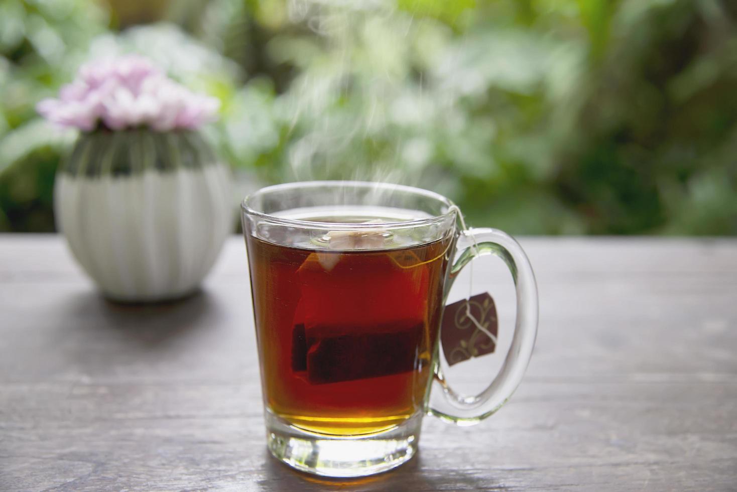 Service à thé boisson chaude concept de fond de recette de détente - concept de fond de rafraîchissement de boisson chaude photo