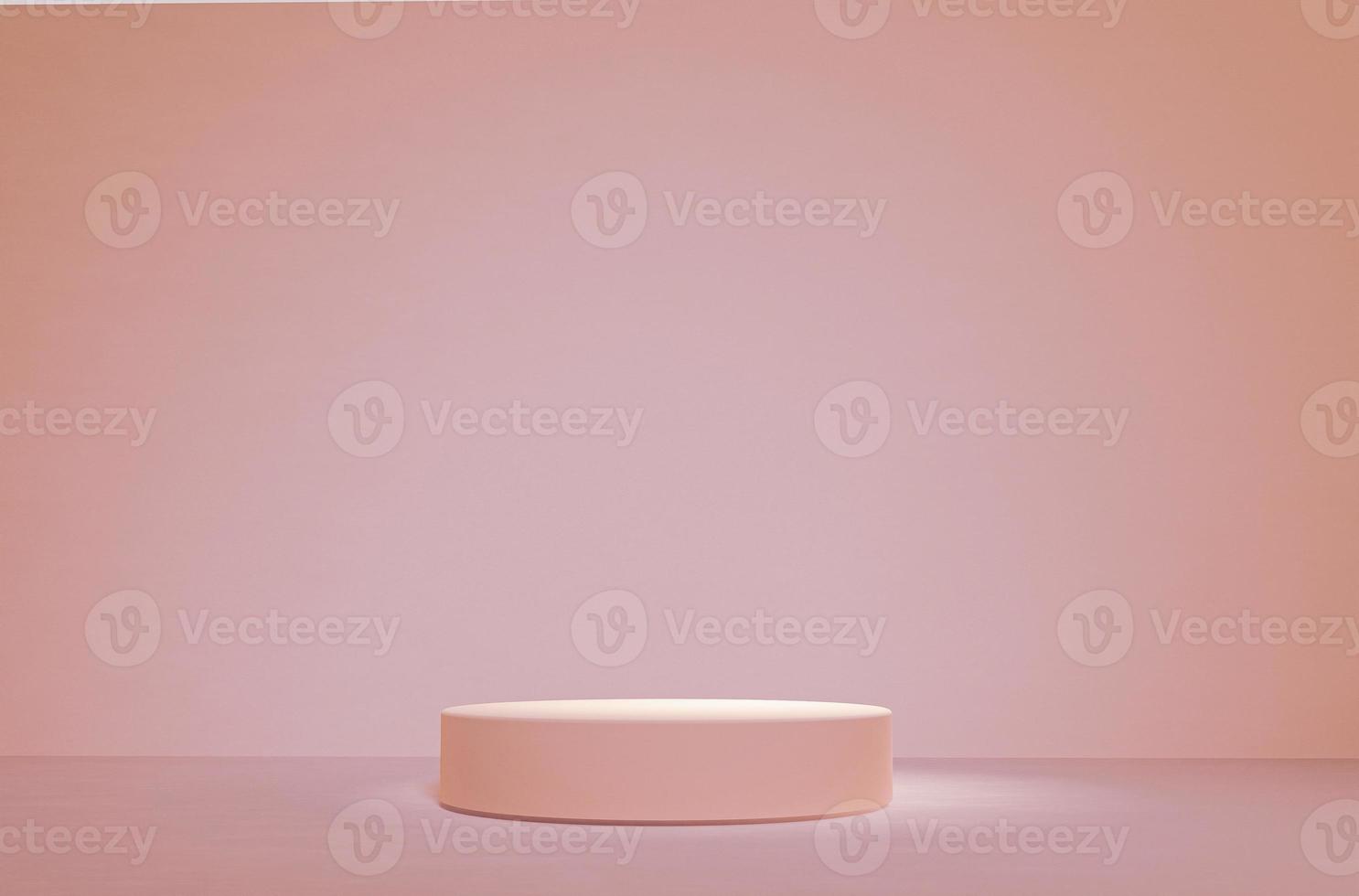 maquette de podium unique de cercle rose en pierre d'amande dans une lumière douce pour produit cosmétique ou produit copie espace modèle image de rendu 3d photo