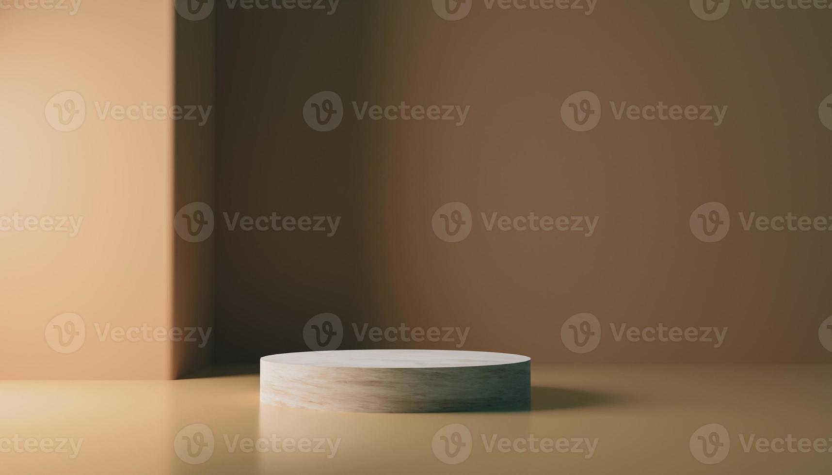 podium d'affichage publicitaire de produit unique de texture de bois naturel abstrait pour les marchandises avec un socle lisse de lumière douce de fond sombre maquette image de rendu 3d. photo