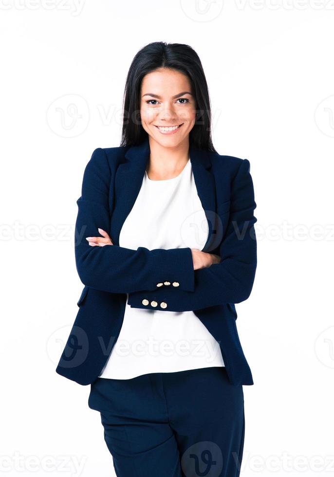femme d'affaires gai avec les bras croisés photo