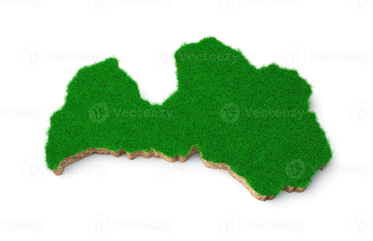 carte de la lettonie coupe transversale de la géologie des sols avec de l'herbe verte et de la texture du sol rocheux illustration 3d photo