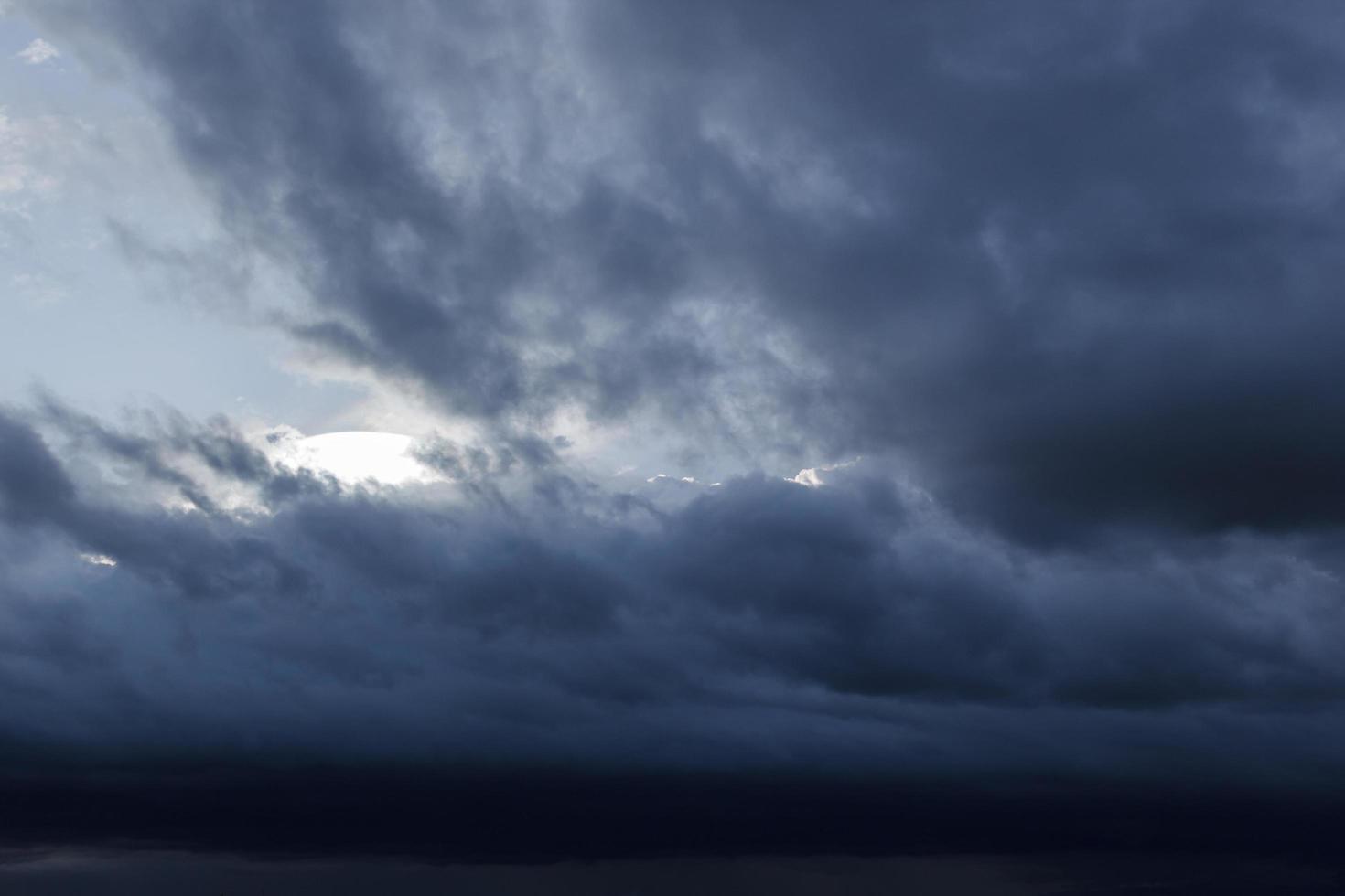 le ciel sombre avec de gros nuages convergents et un violent orage avant la pluie. photo