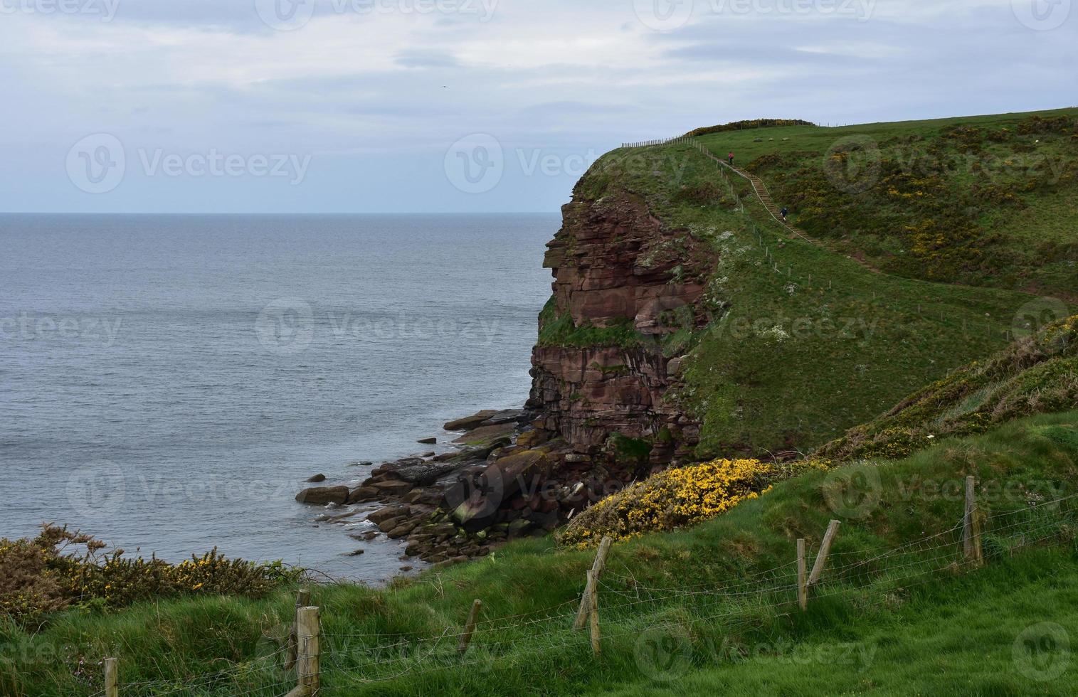 belles falaises de roche rouge le long de st bees photo