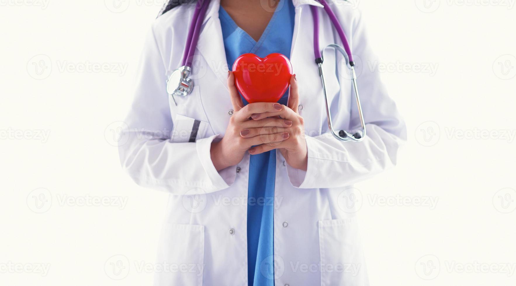 docteur, stéthoscope, tenue, coeur, isolé, blanc, fond photo