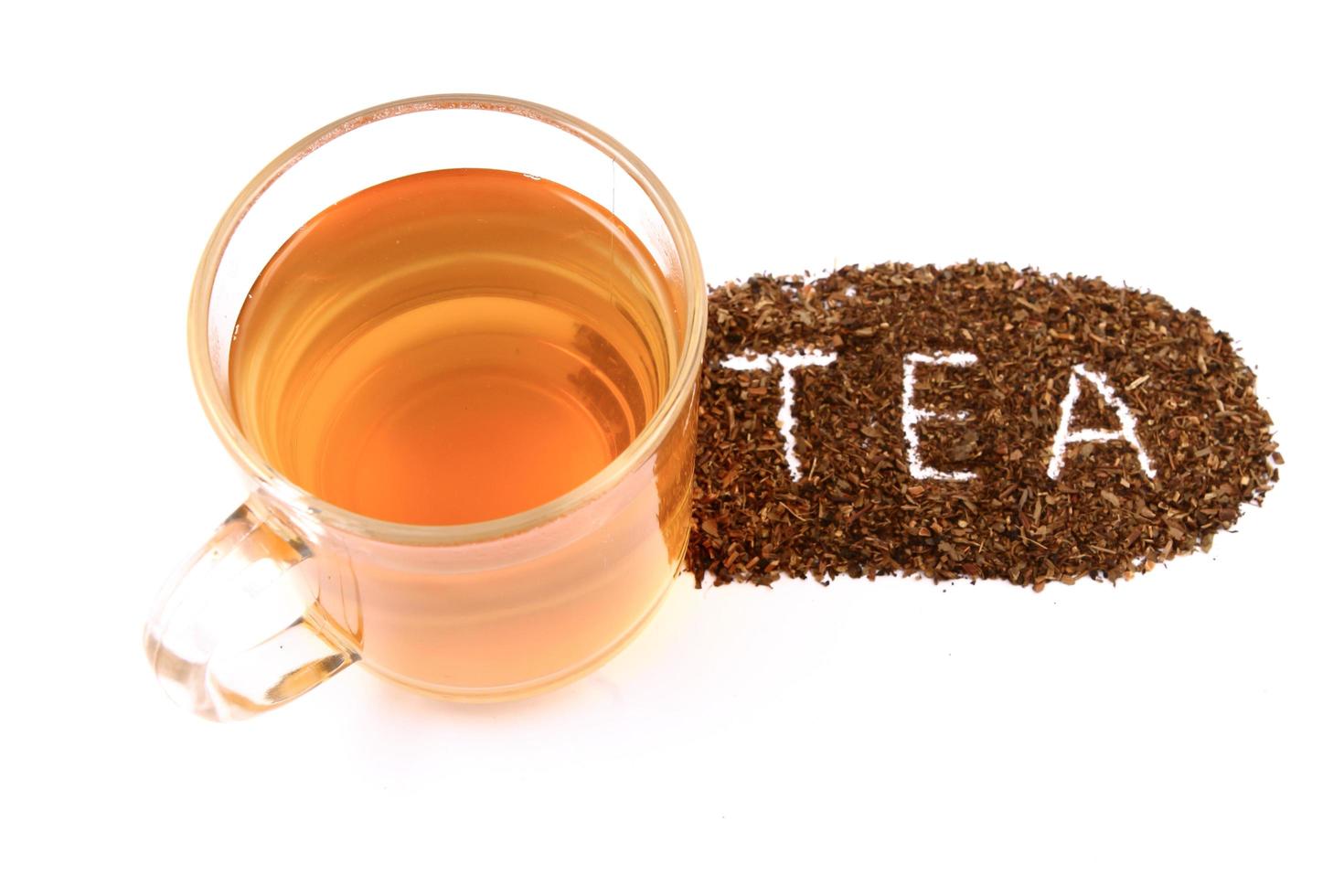 tasse de thé et feuilles de thé photo