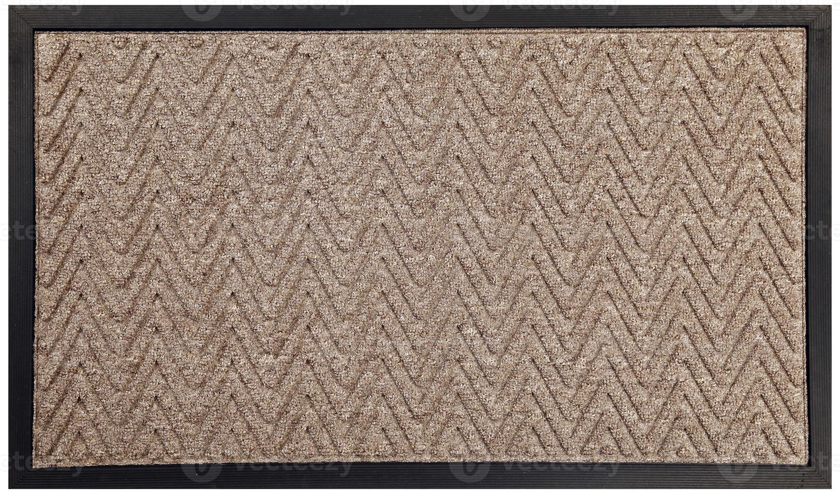 Paillasson laine et caoutchouc motif zig zag beige noir photo
