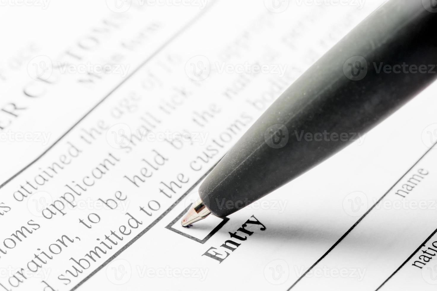 stylo à bille et formulaire de déclaration en gros plan photo