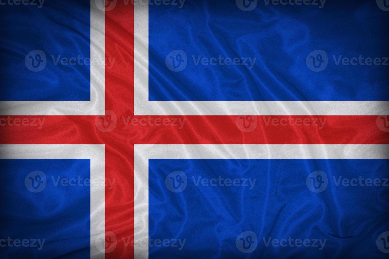 Modèle de drapeau de l'Islande sur la texture du tissu, style vintage photo