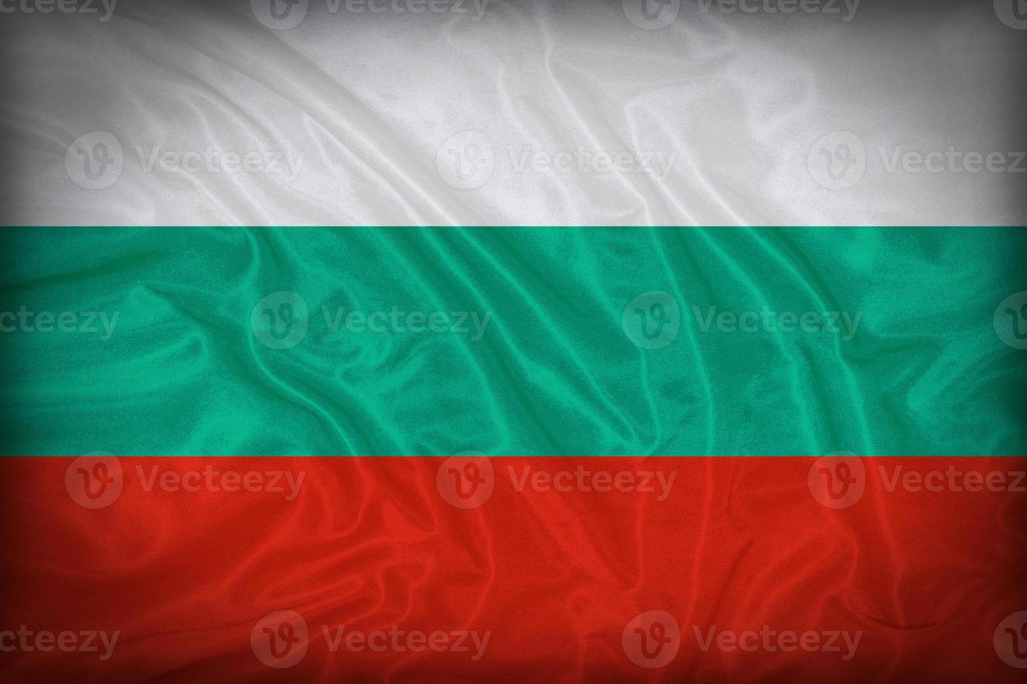 Modèle de drapeau de la Bulgarie sur la texture du tissu, style vintage photo