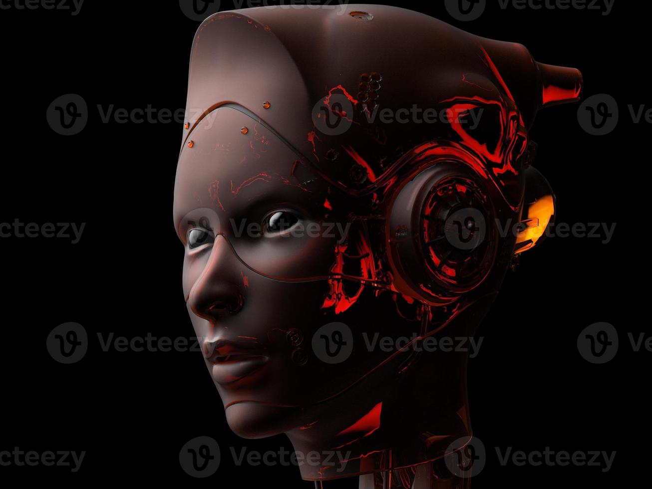 femme-robot. portrait en gros plan. abstraction sur le thème de la technologie et des jeux. illustration 3d photo