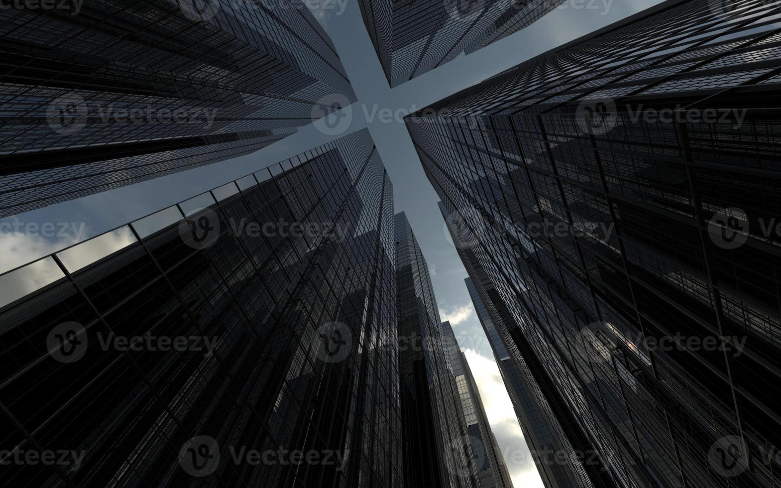 immeubles de grande hauteur modernes contre le ciel. illustration 3d sur le thème du succès commercial et de la technologie photo