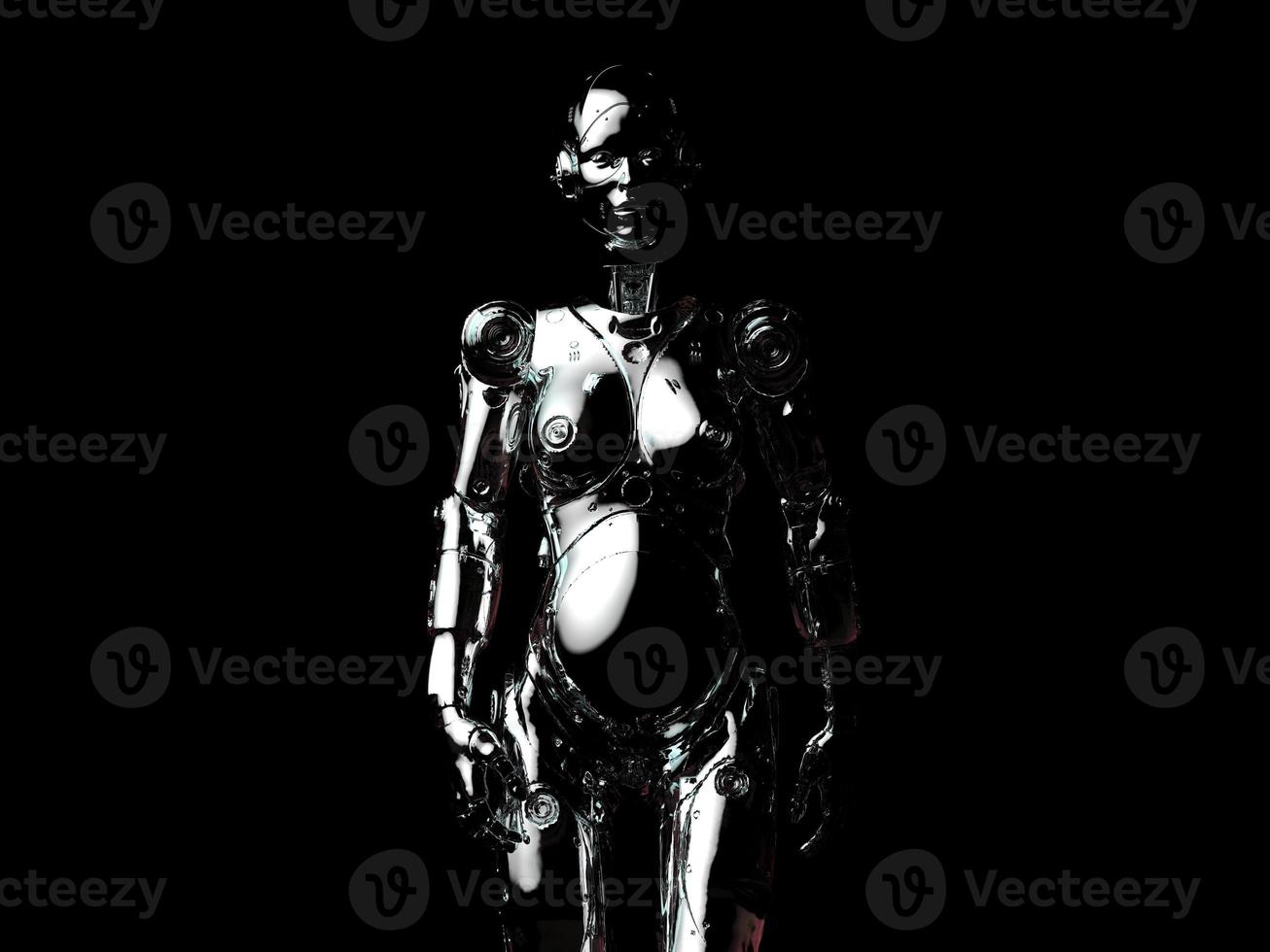 femme-robot. portrait en gros plan. abstraction sur le thème de la technologie et des jeux. illustration 3d photo