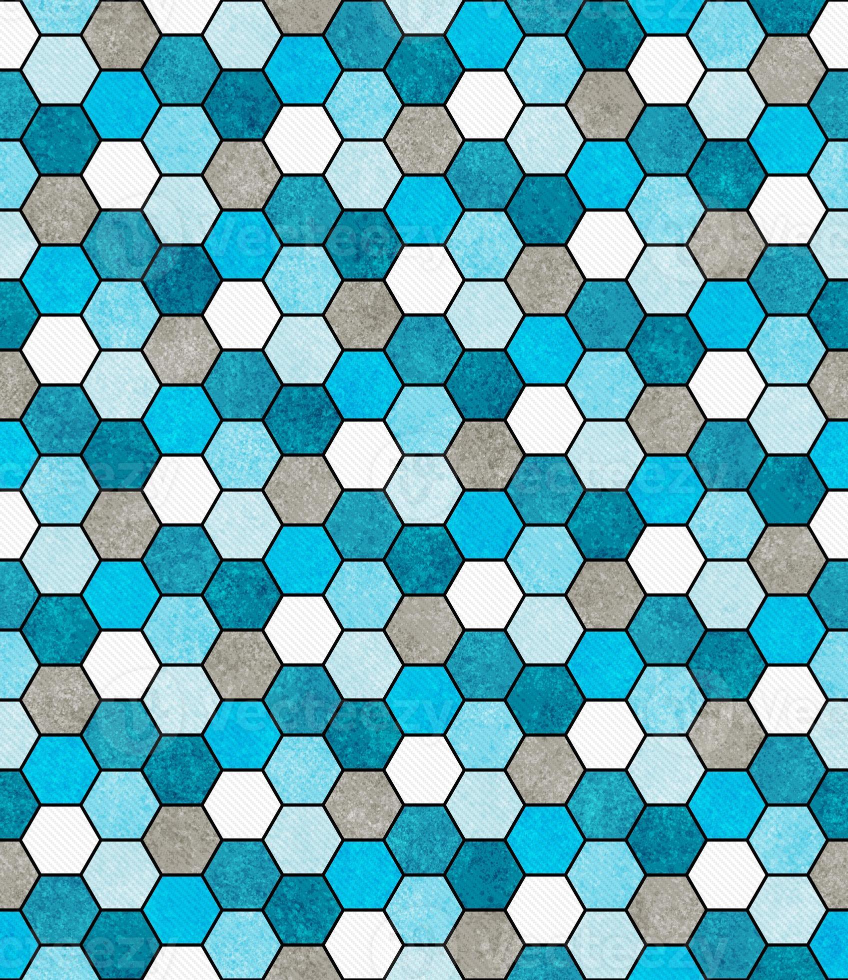 mosaïque hexagonale bleue, blanche et grise conception géométrique abstraite ti photo