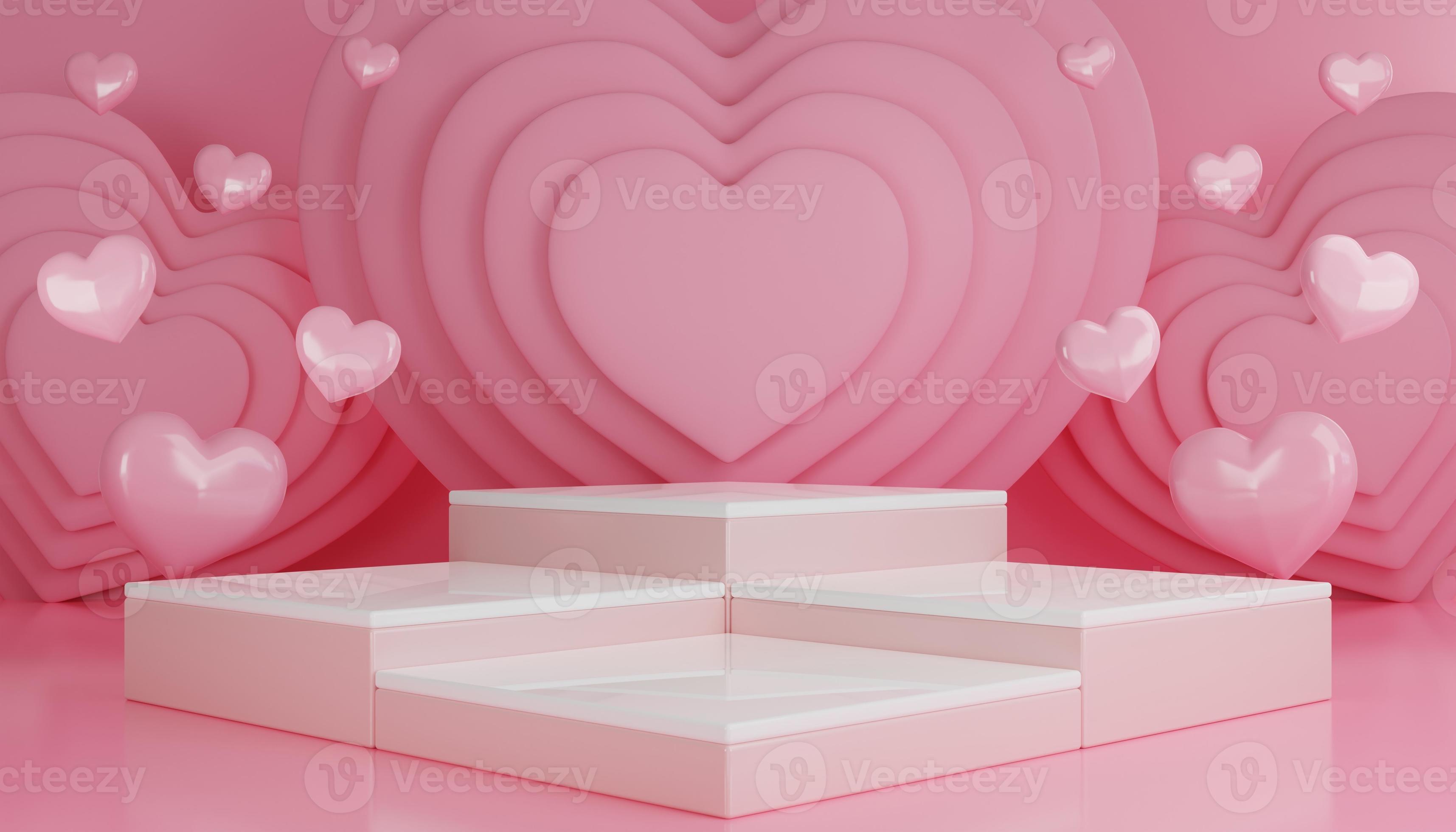 Rendu 3D Du Fond De La Saint-Valentin Avec Coeur En Papier Banque