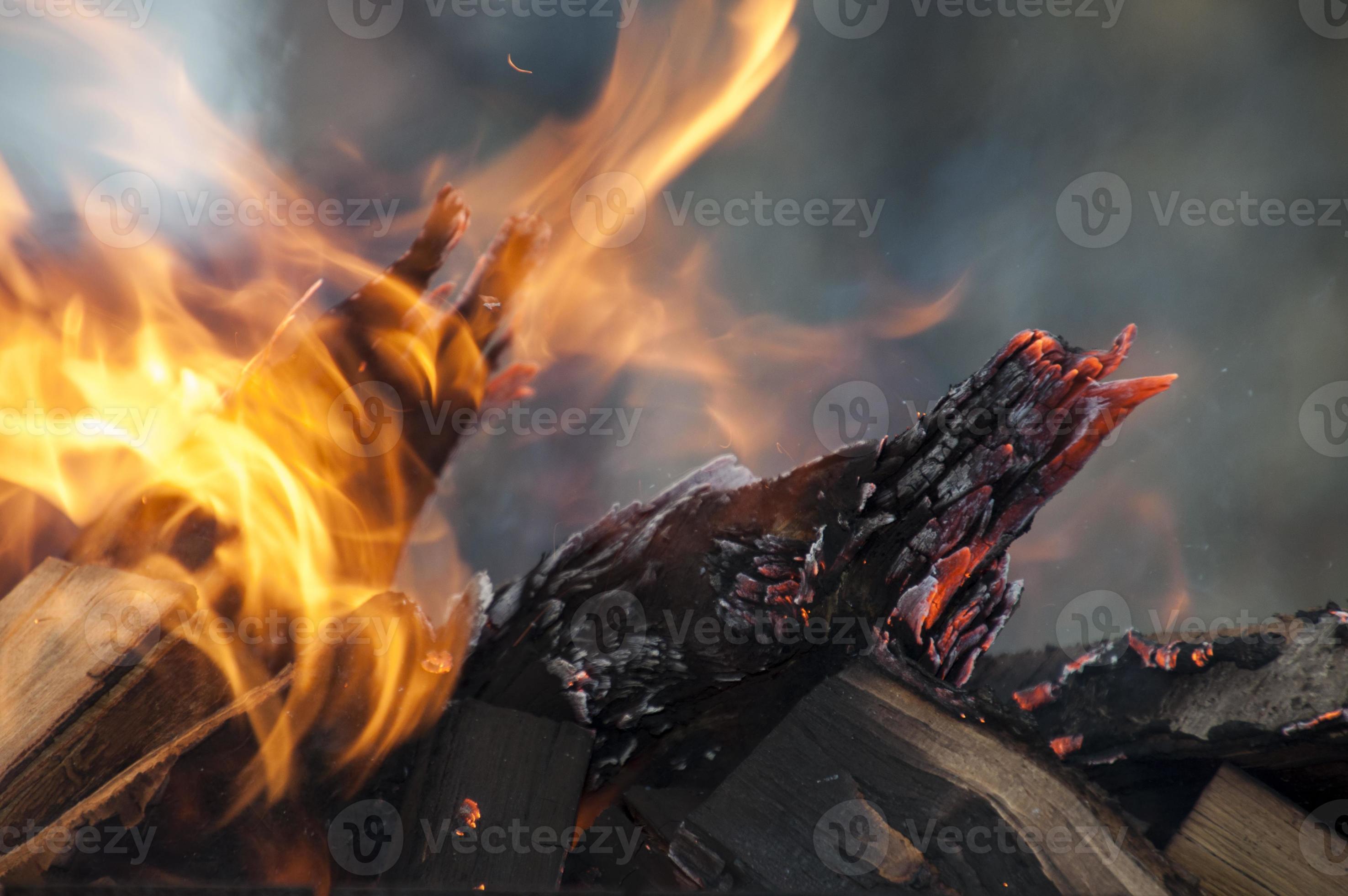 flamme vive et bois de chauffage 18961158 Photo de stock chez Vecteezy