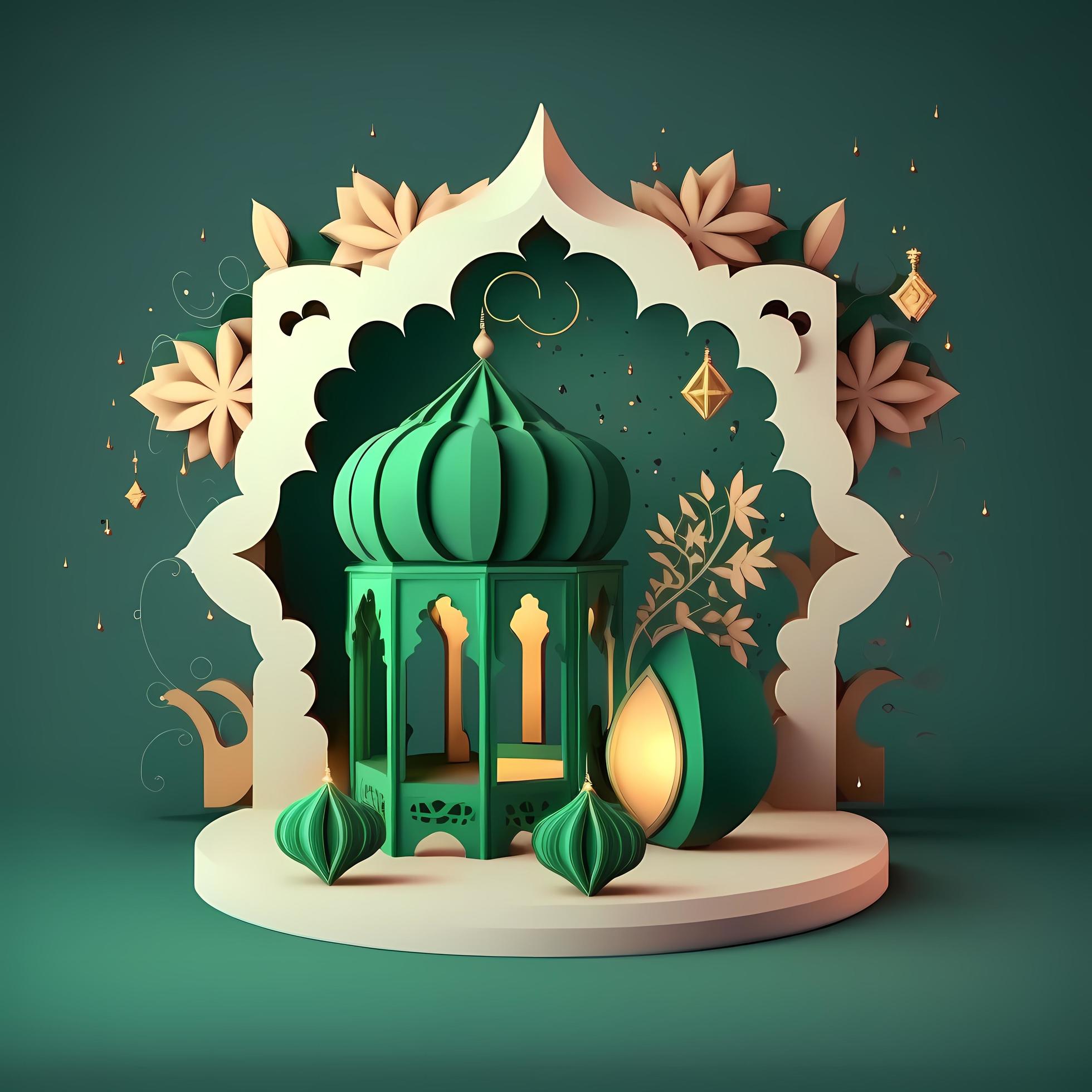 Rendu 3d De Fond De Décoration De Ramadan