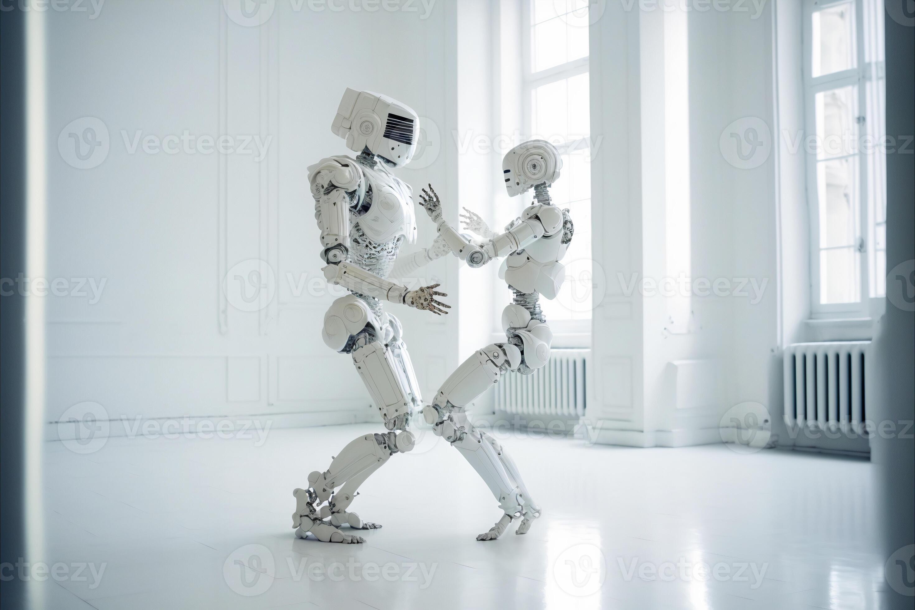deux des robots dansant. couple, l'amour. artificiel intelligence