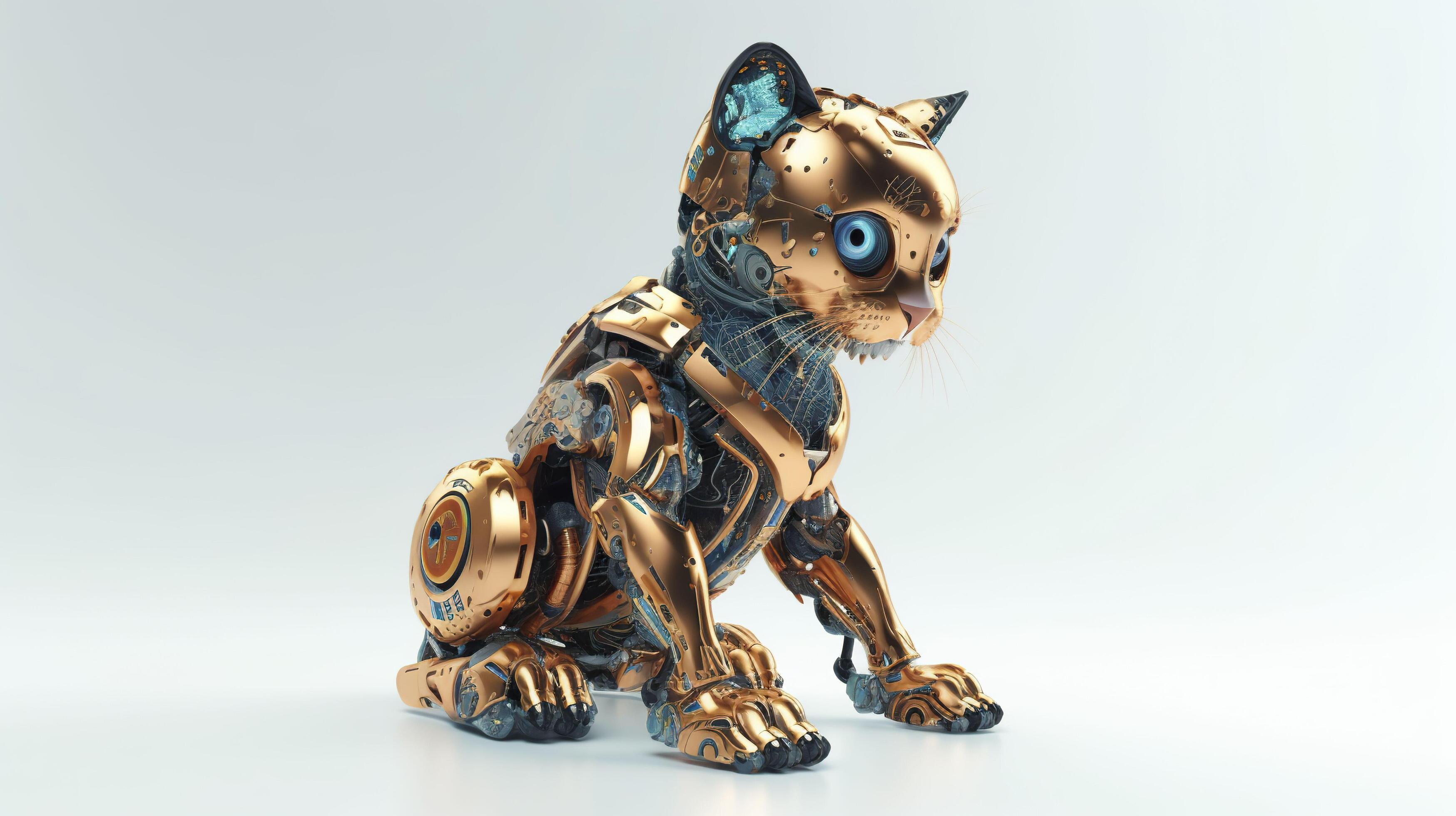 Surpris Robot Chaton Machine Caractère Électronique Jouet Interactif Robot  Chat Isolé Sur Un Fond Bleu Concept De Haute Technologie Animal De  Compagnie Du Futur Concept D'IA Génératif De Maison Électronique Banque  D'Images