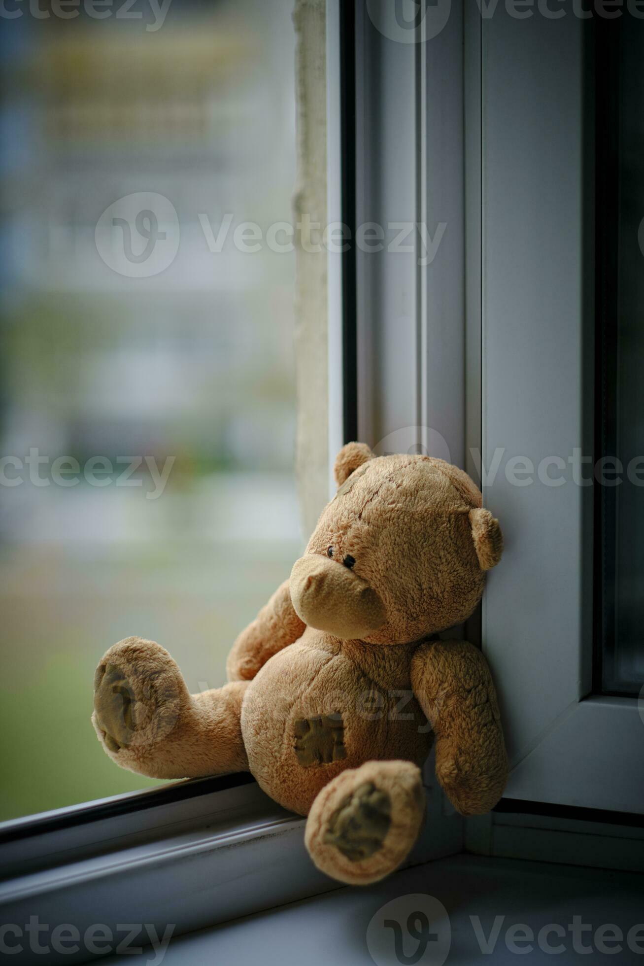 ours enfants doux jouet séance bord un ouvert fenêtre.concept les accidents  avec les enfants. 24820414 Photo de stock chez Vecteezy