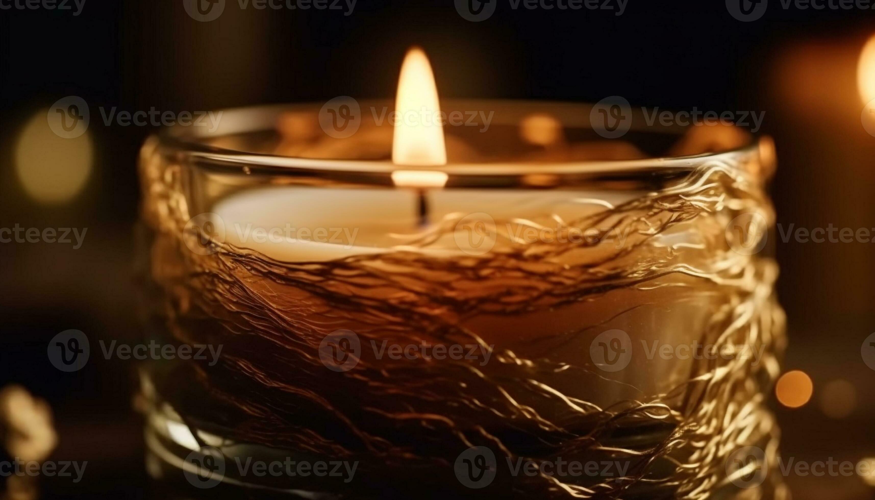 bougie flamme illumine nuit, verre bouteille décoration sur table généré  par ai 28690860 Photo de stock chez Vecteezy