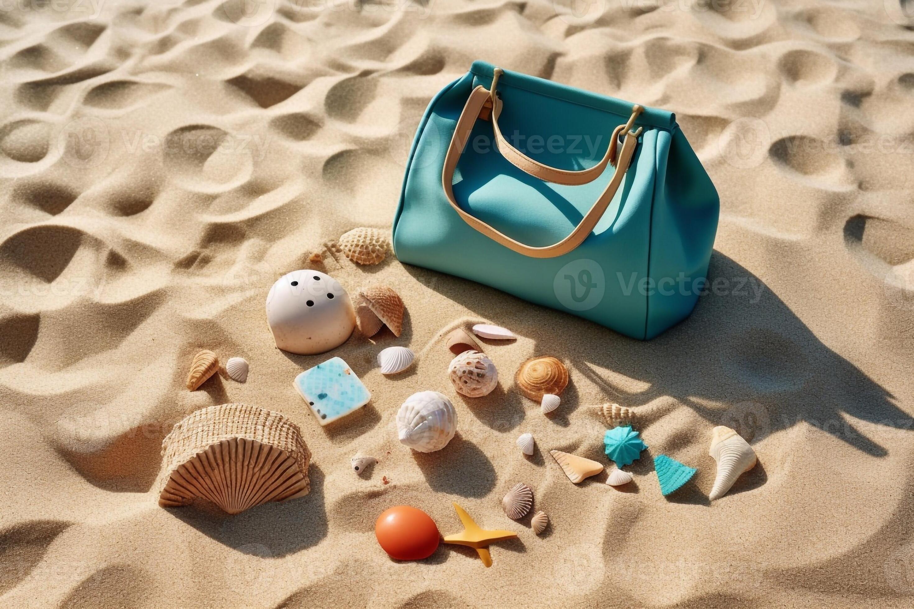 Sac De Plage Avec Accessoires De Plage, Concept De Vacances D'été