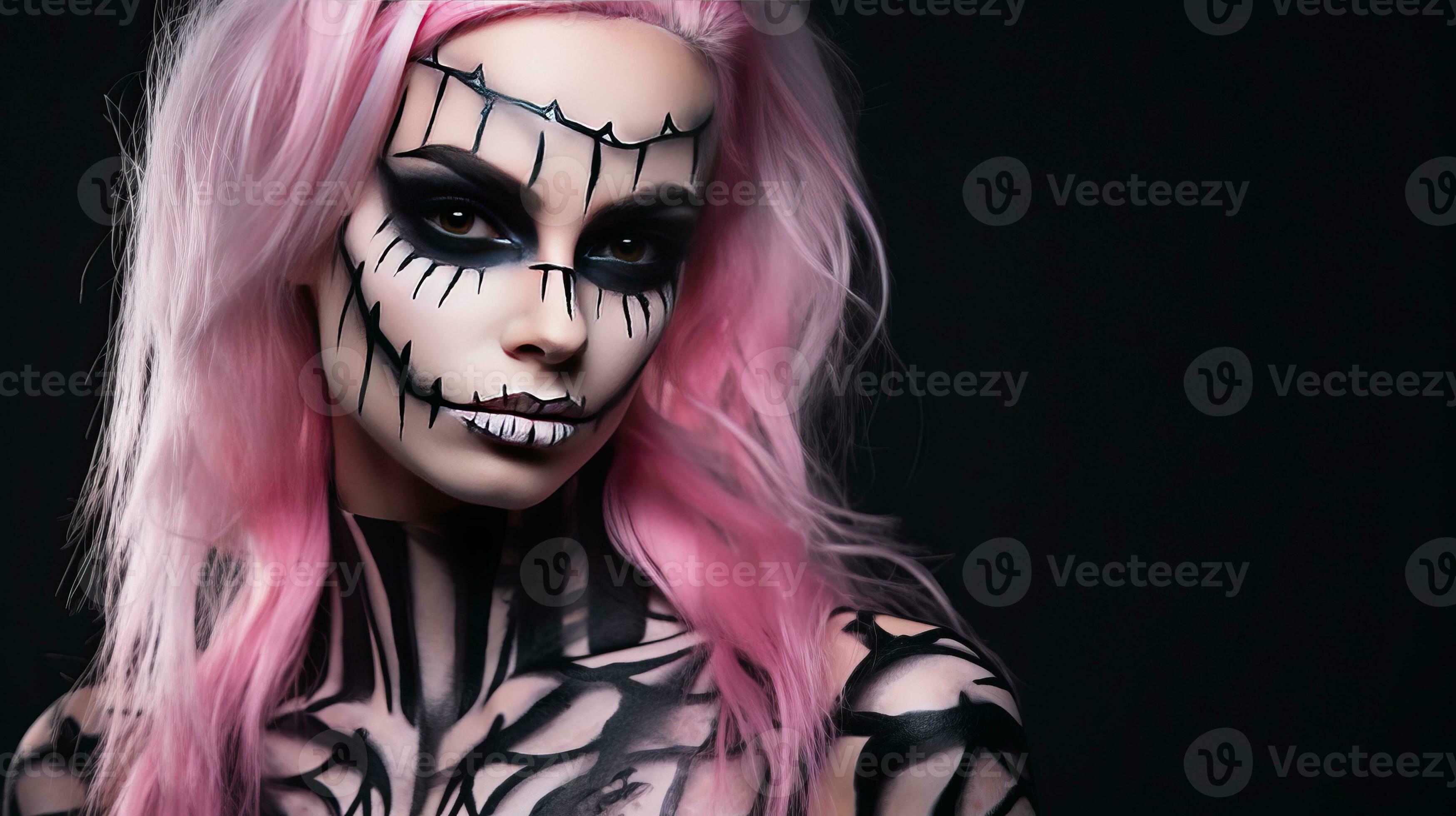 magnifique modèle avec Halloween maquillage 26707162 Photo de stock chez  Vecteezy