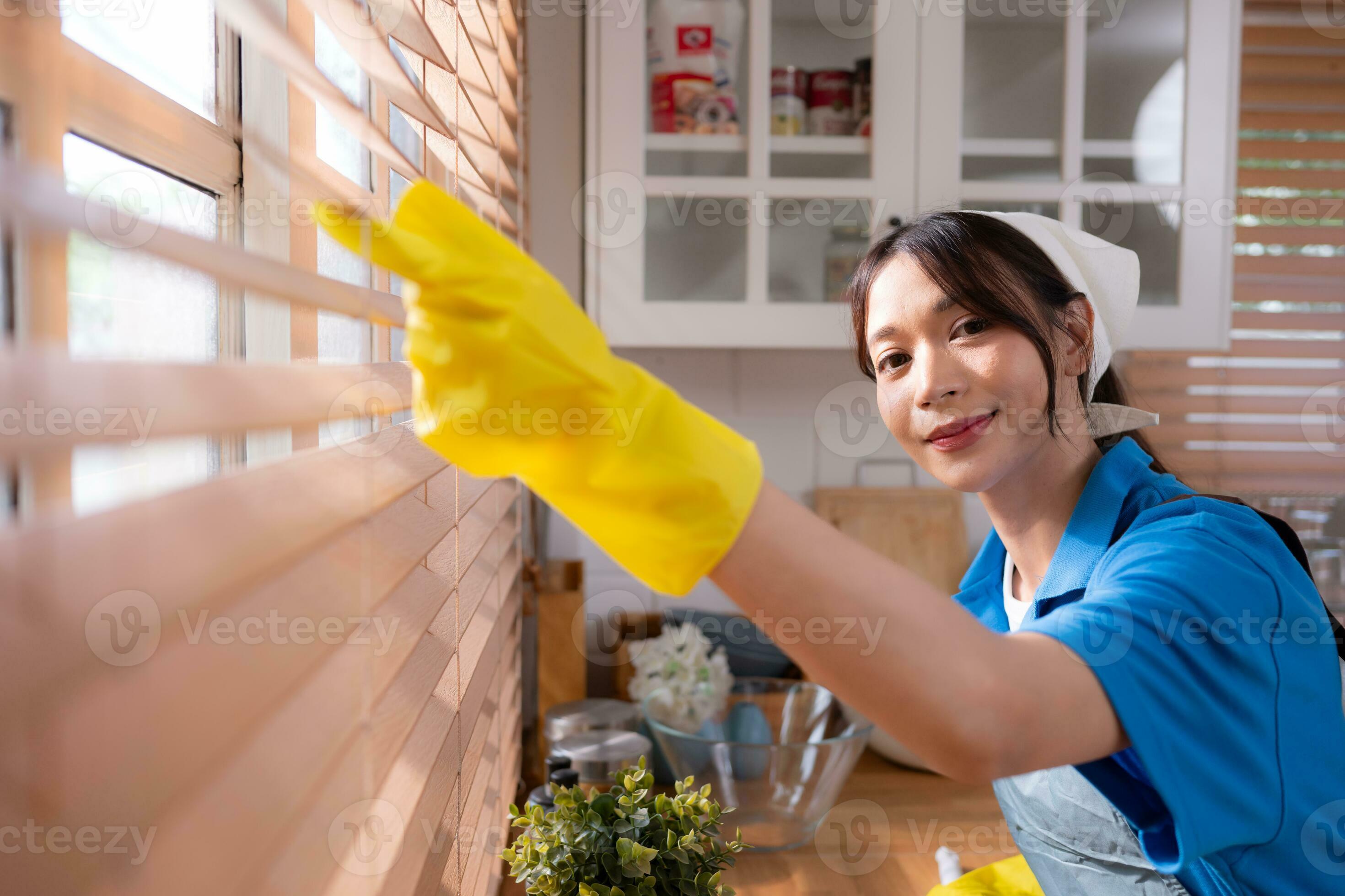asiatique Jeune femme nettoyage Lave-vaisselle dans le cuisine