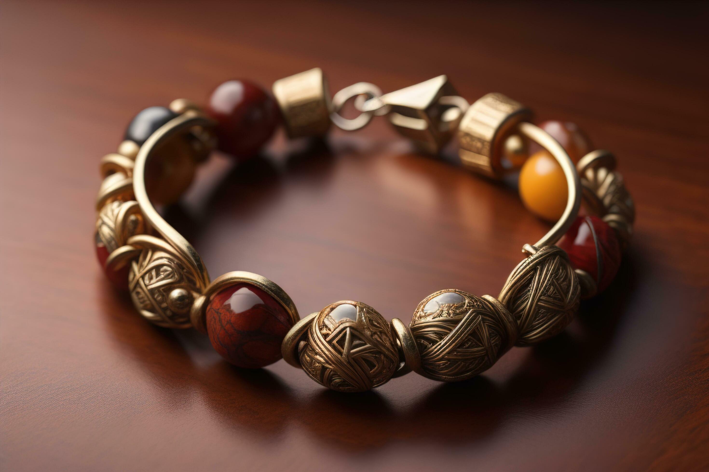 magnifique bracelet sur en bois table fermer. luxe bijoux. génératif ai  27057458 Photo de stock chez Vecteezy
