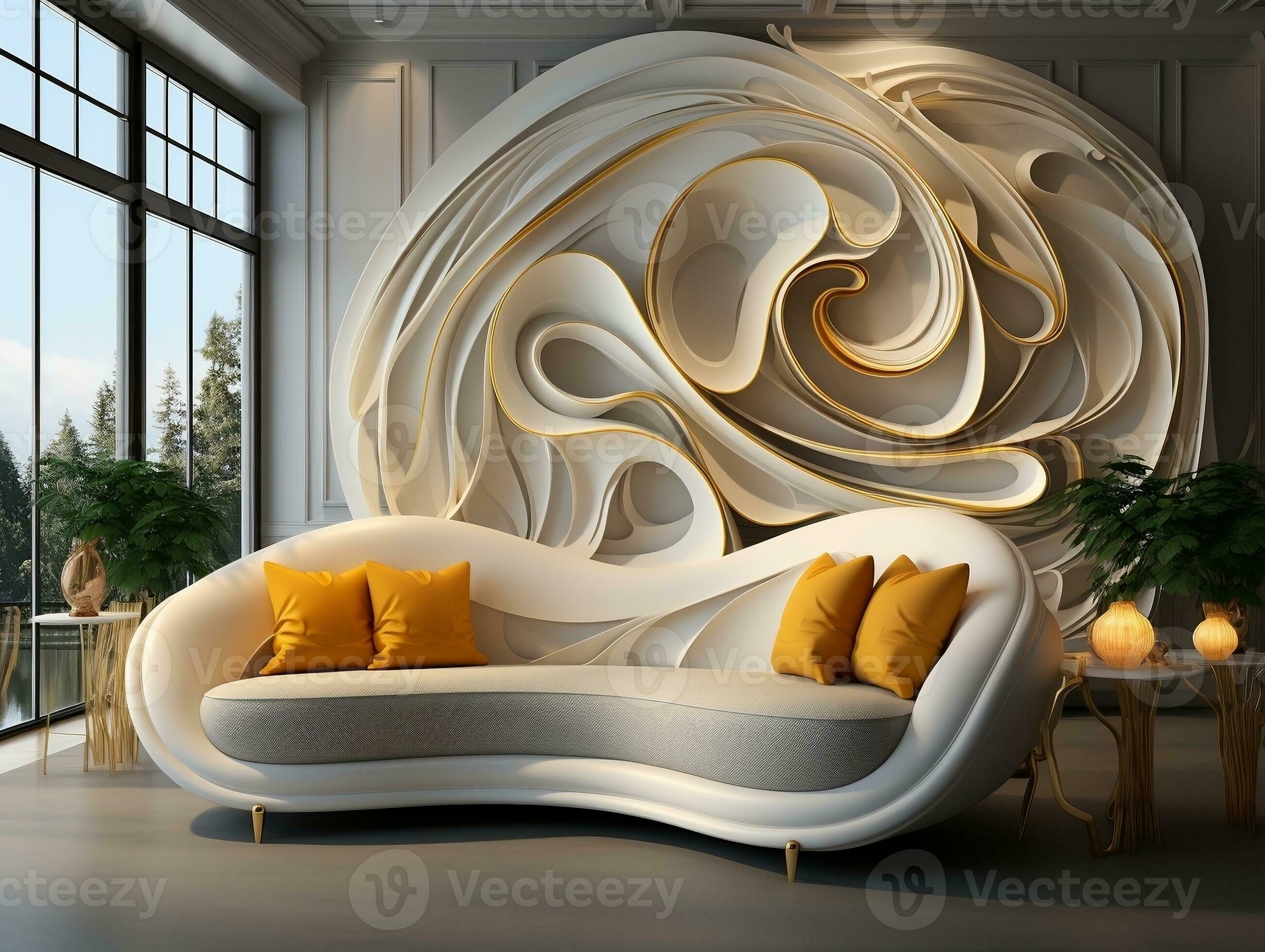 moderne 3d abstraction fond d'écran pour des murs luxe d'or et