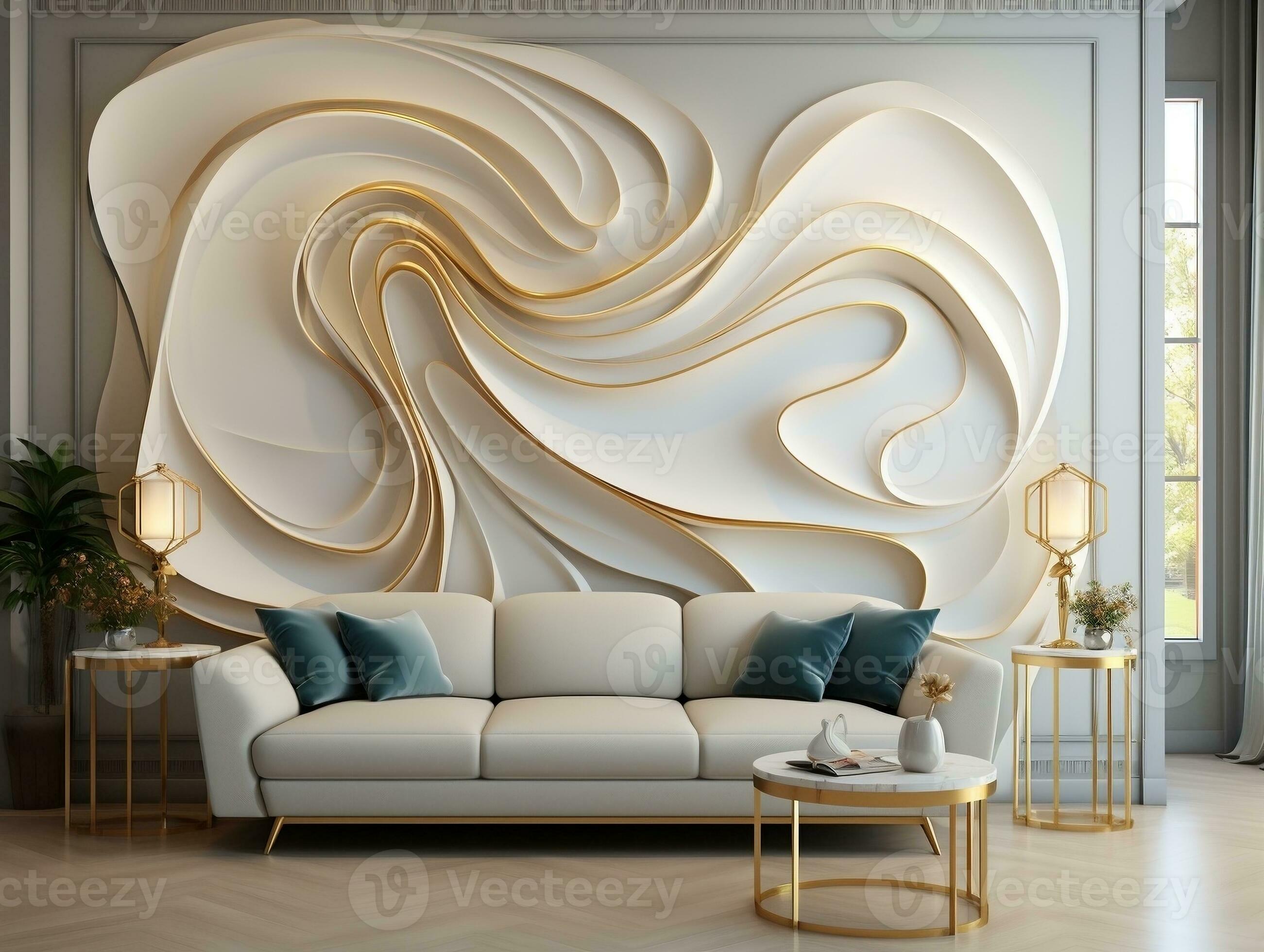 moderne 3d abstraction fond d'écran pour des murs luxe d'or et