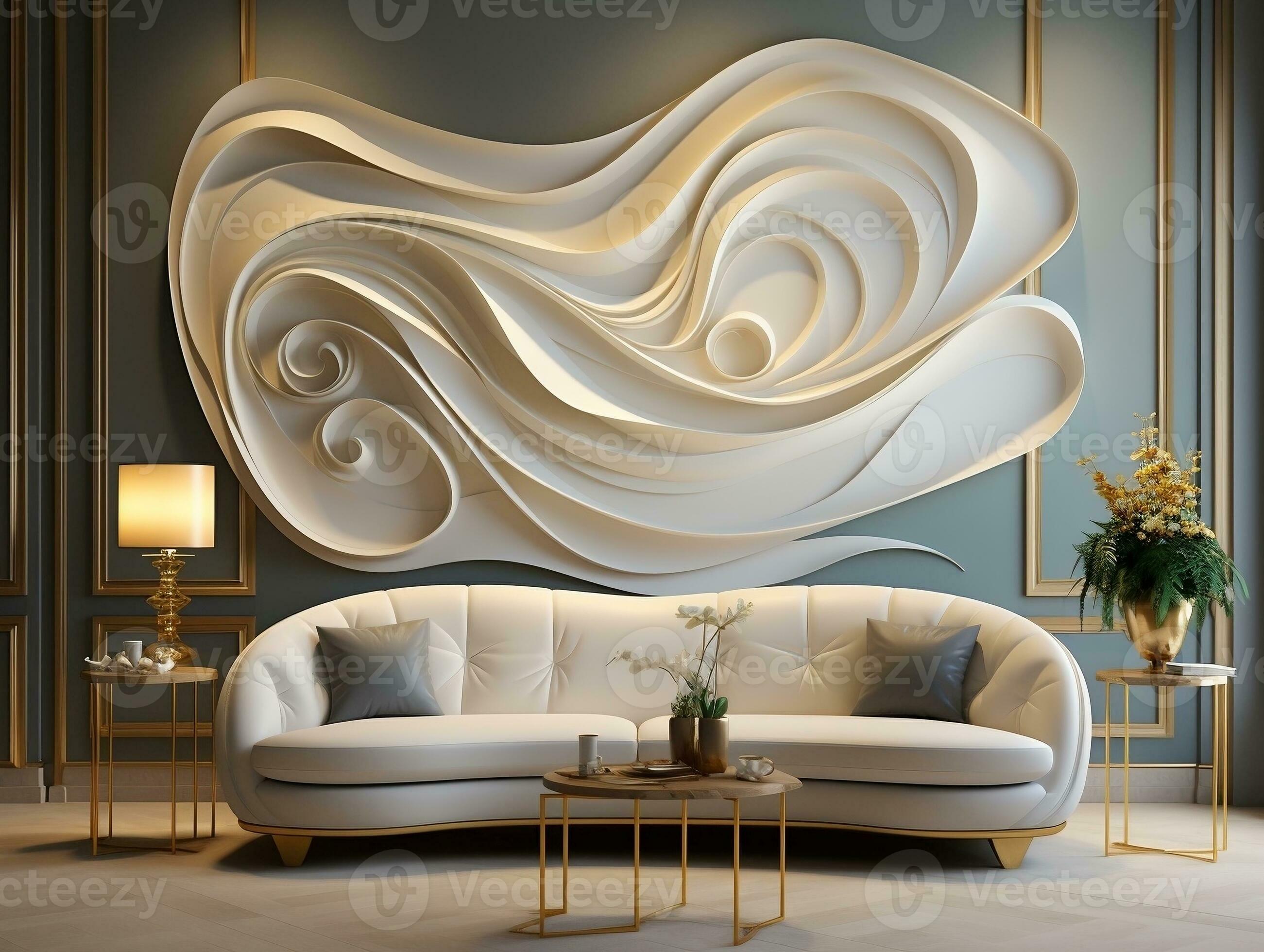 moderne 3d abstraction fond d'écran pour des murs luxe d'or et