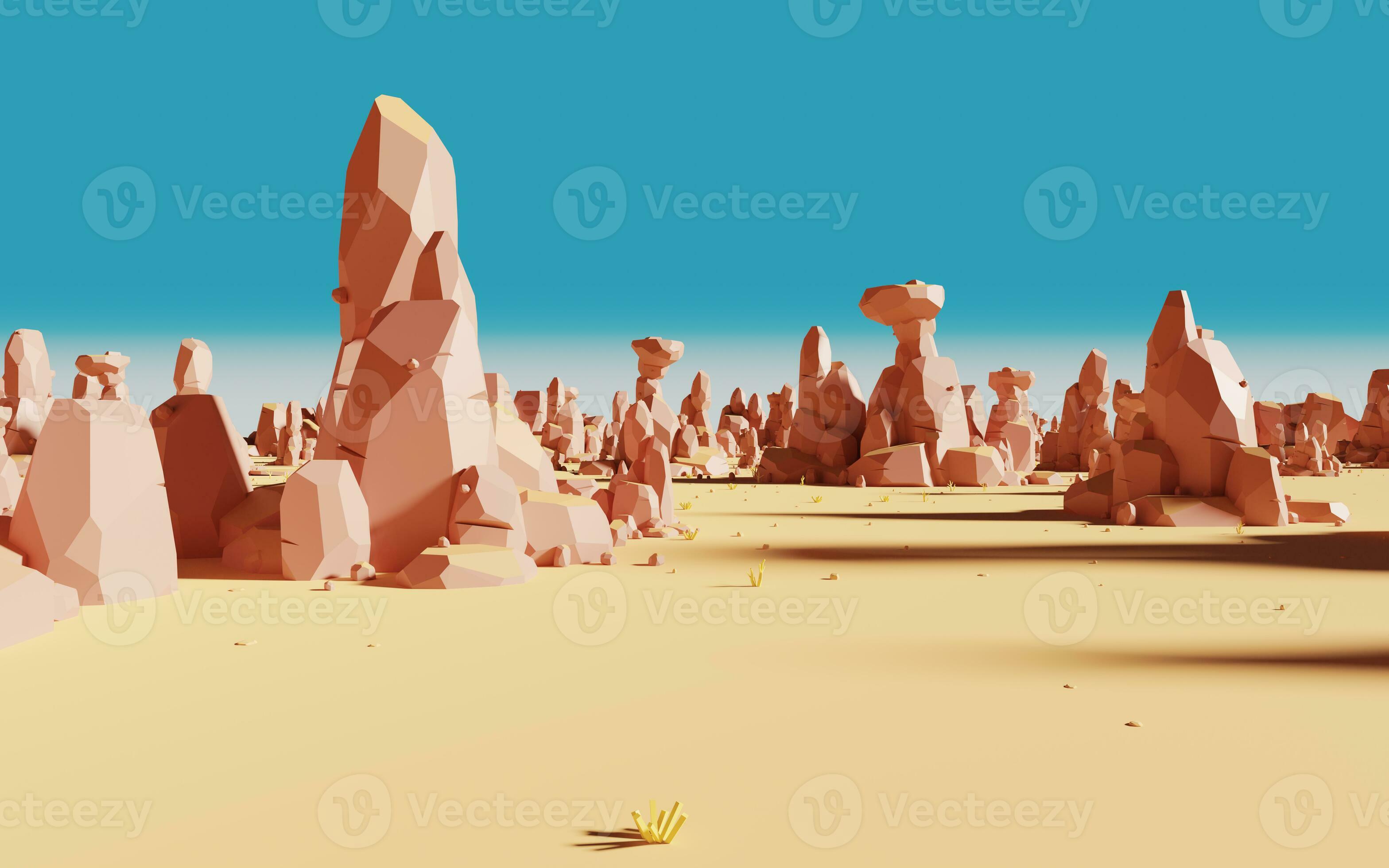dessin animé rochers avec le sable désert, 3d le rendu. 27861019