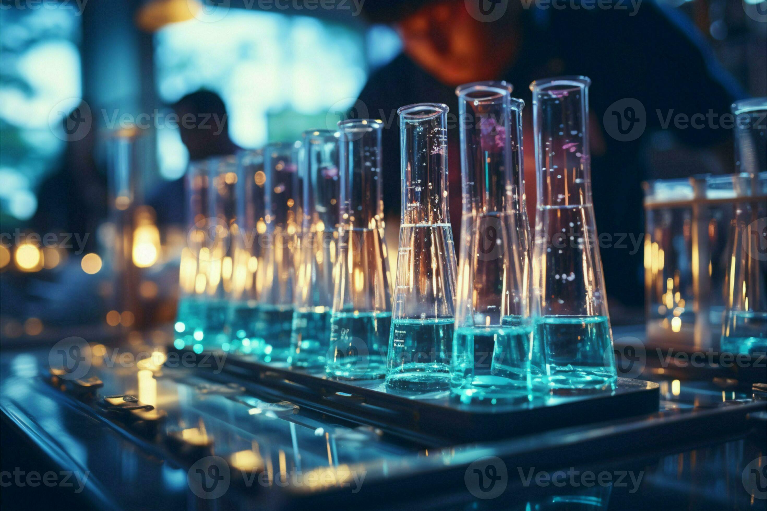 science laboratoire scène avec une pipette distribution bleu