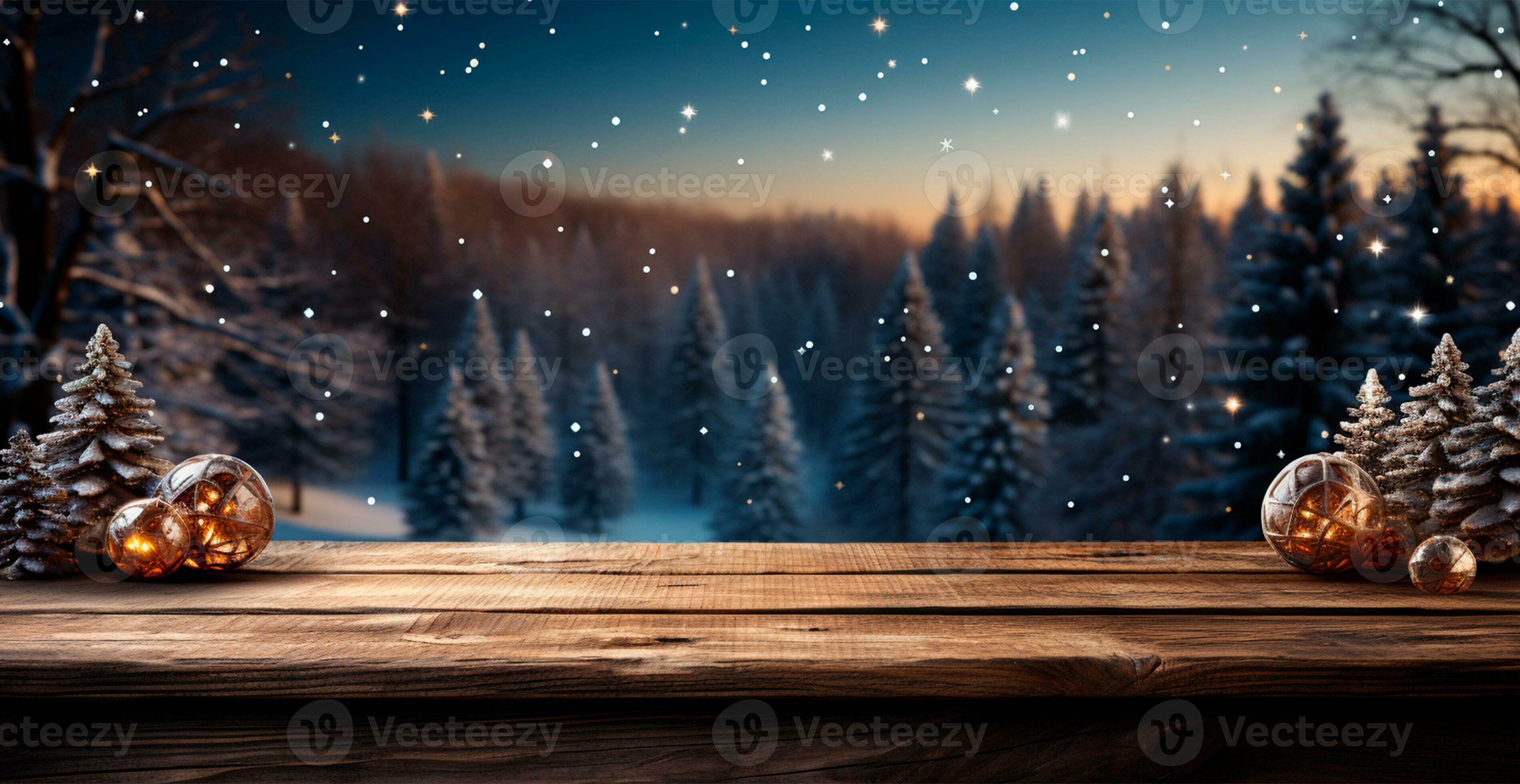 panoramique Noël arrière-plan, brillant magnifique Nouveau années des  balles sur une flou Contexte - ai généré image 28705133 Photo de stock chez  Vecteezy