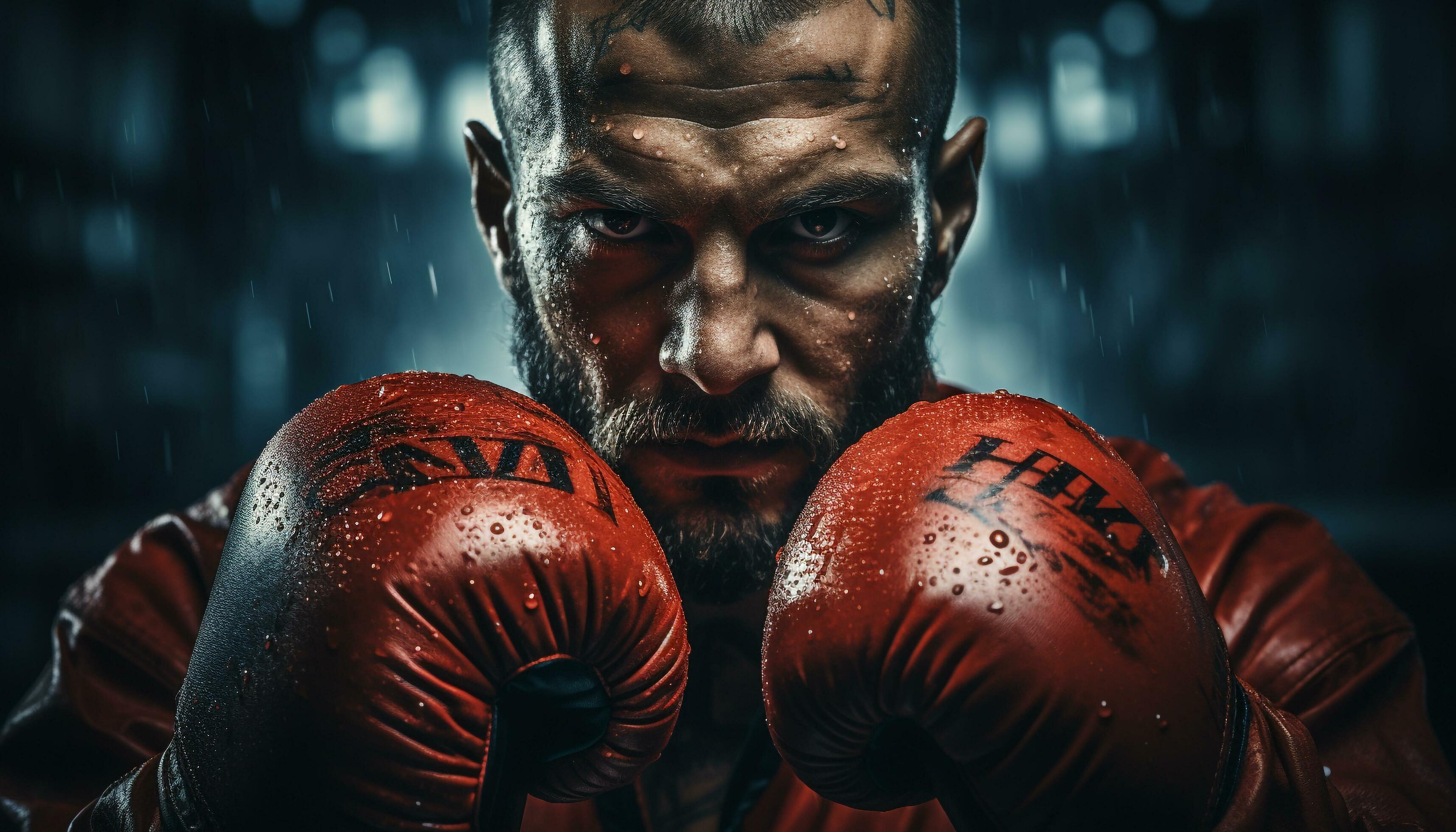 Portrait, De, Homme Aîné, à, Gants Boxe