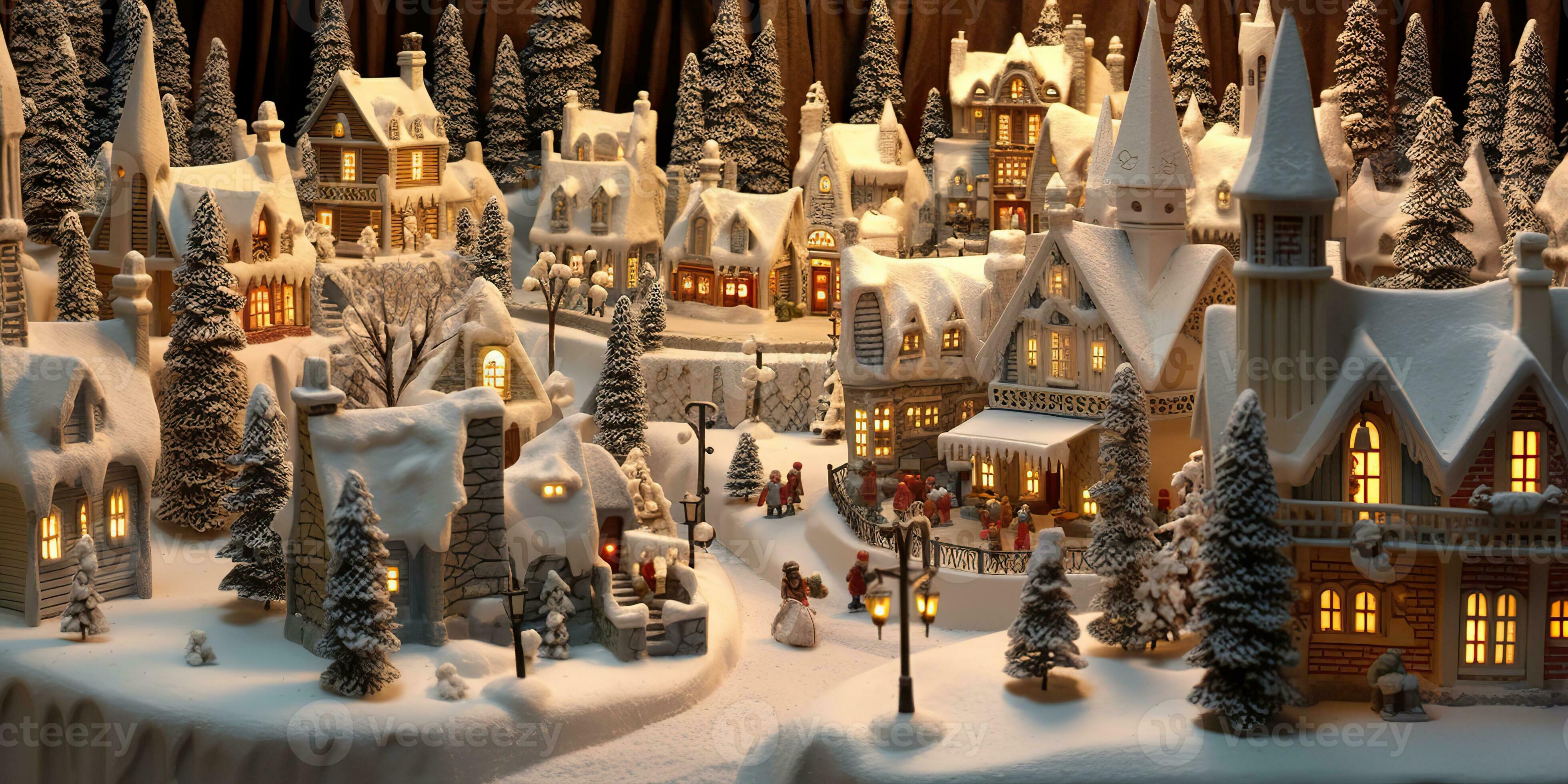 Village de Noël en bois animé