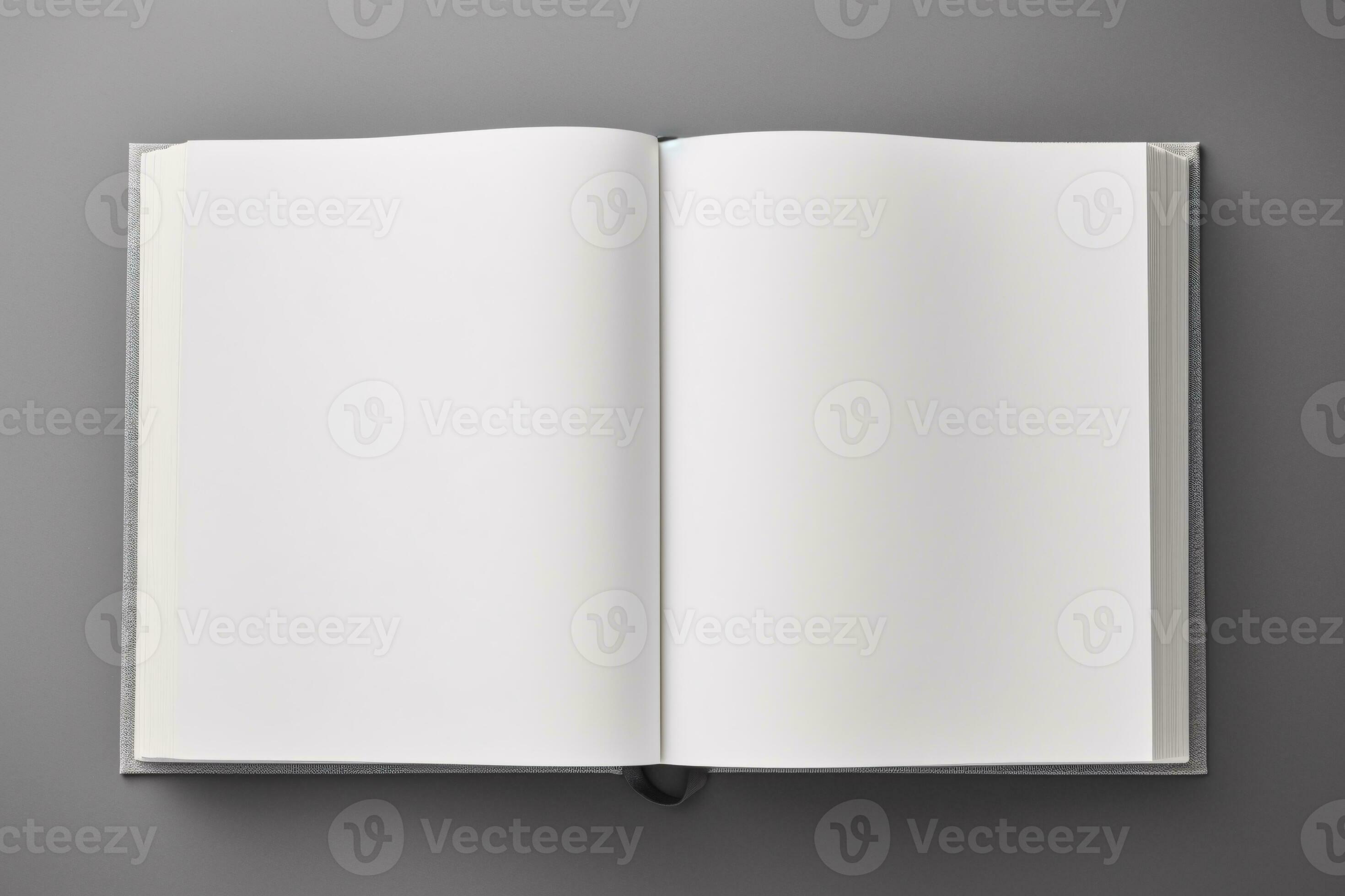 Haut vue livre maquette avec ouvert livre Vide blanc page sur