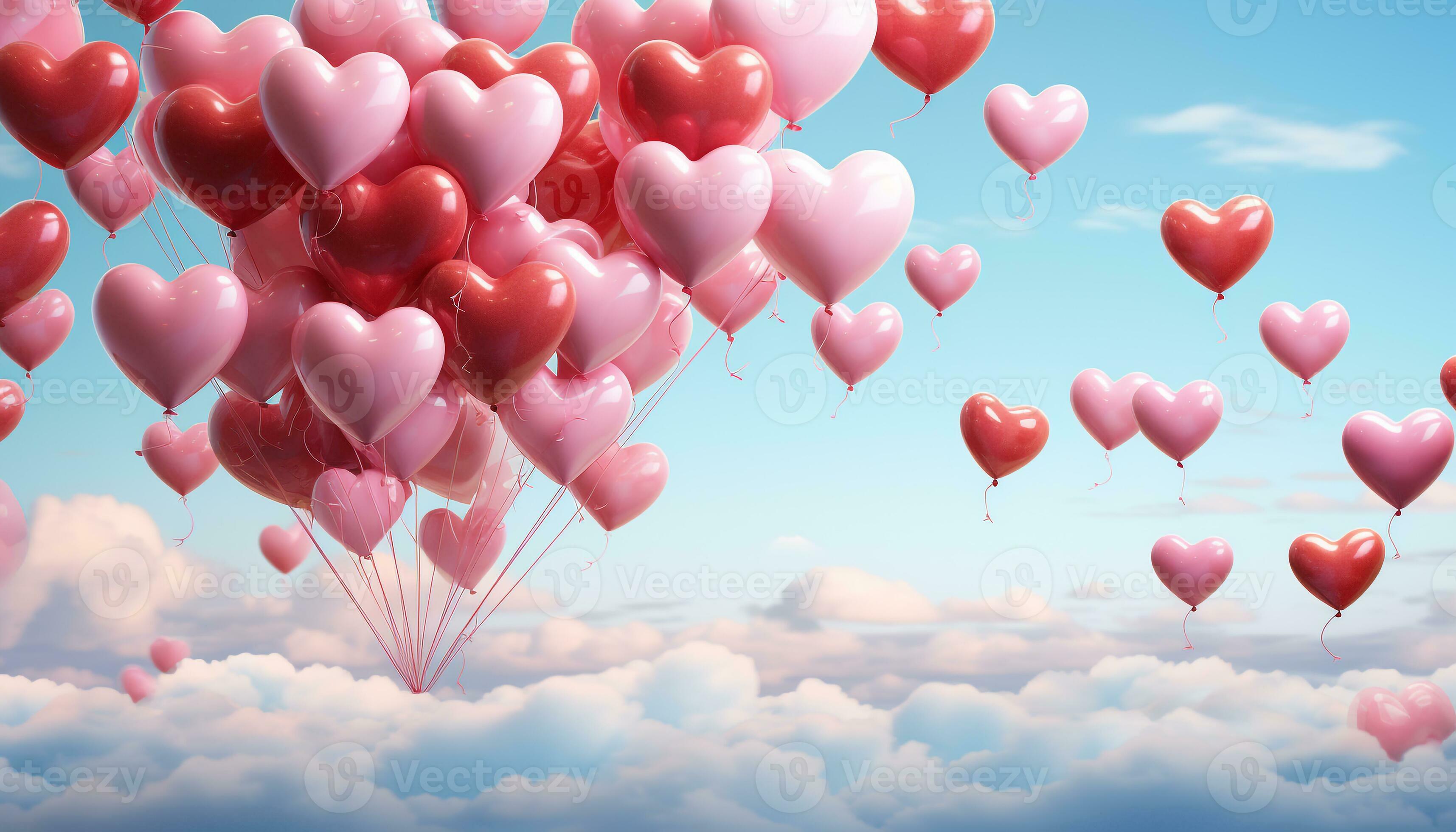 l'amour dans le ciel, cœur en forme de des ballons célébrer romance et joie  généré par ai 33068438 Photo de stock chez Vecteezy