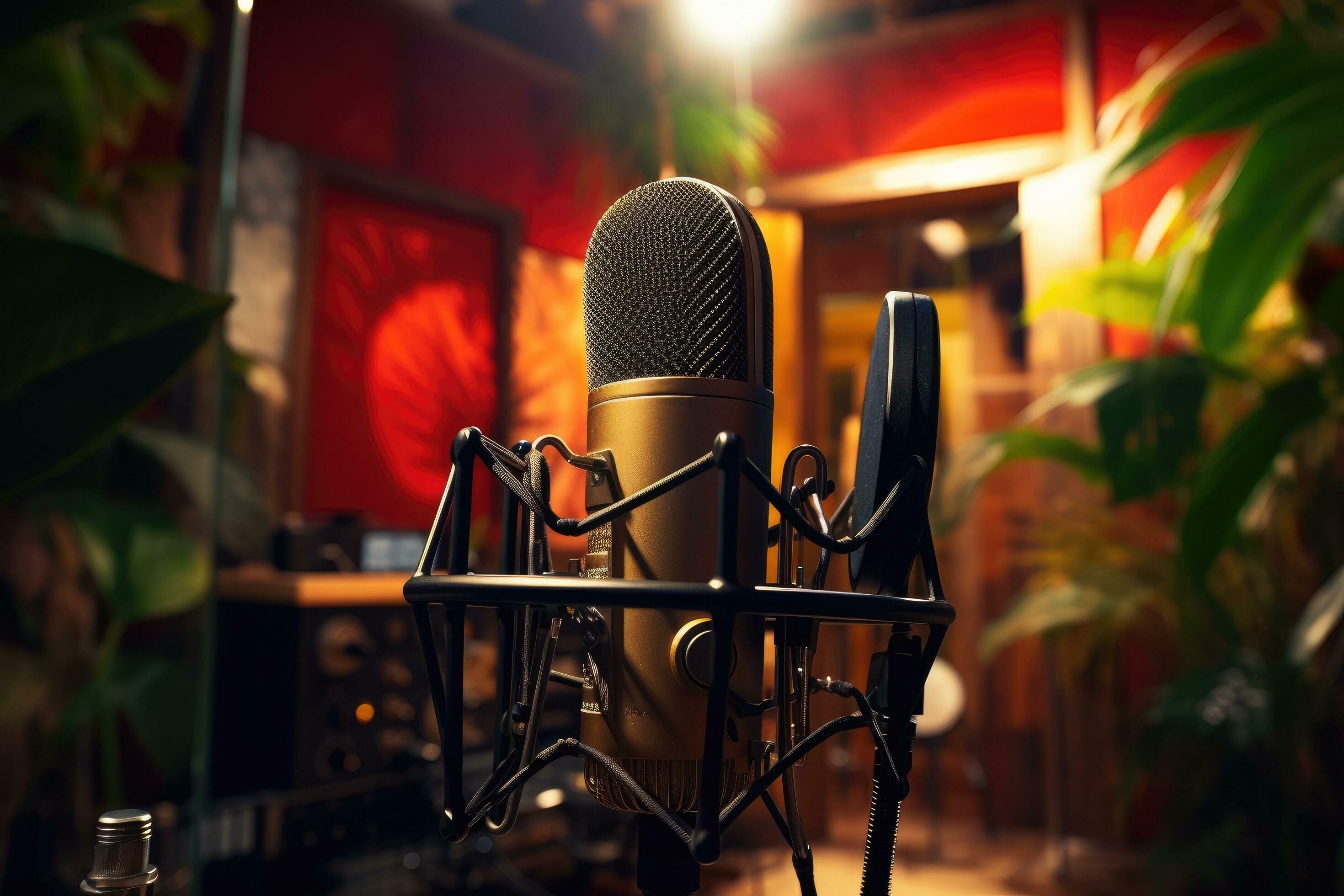 microphone sur une supporter dans une enregistrement studio ou