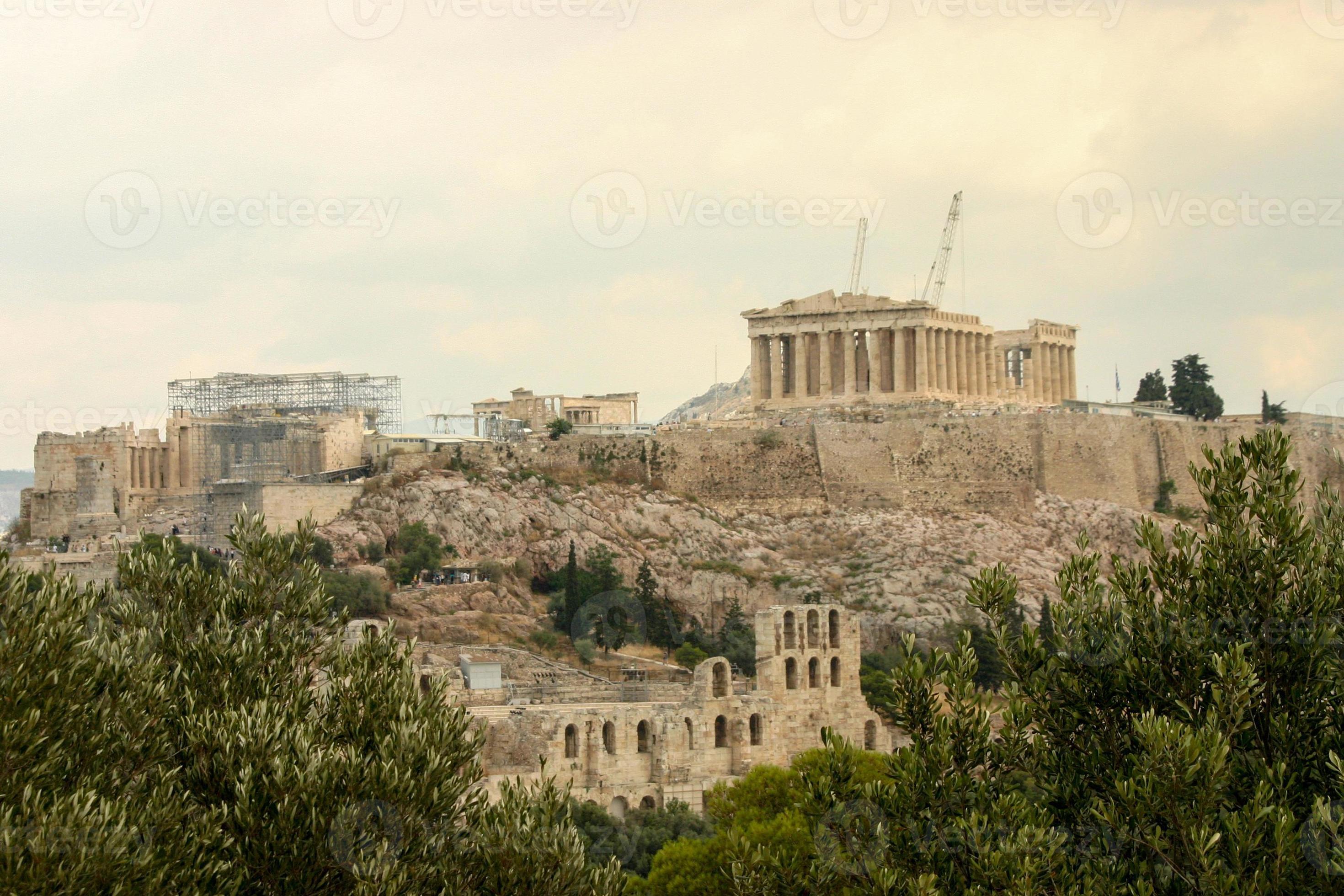 restauration en cours au parthénon au sommet de l'acropole à Athènes, Grèce photo