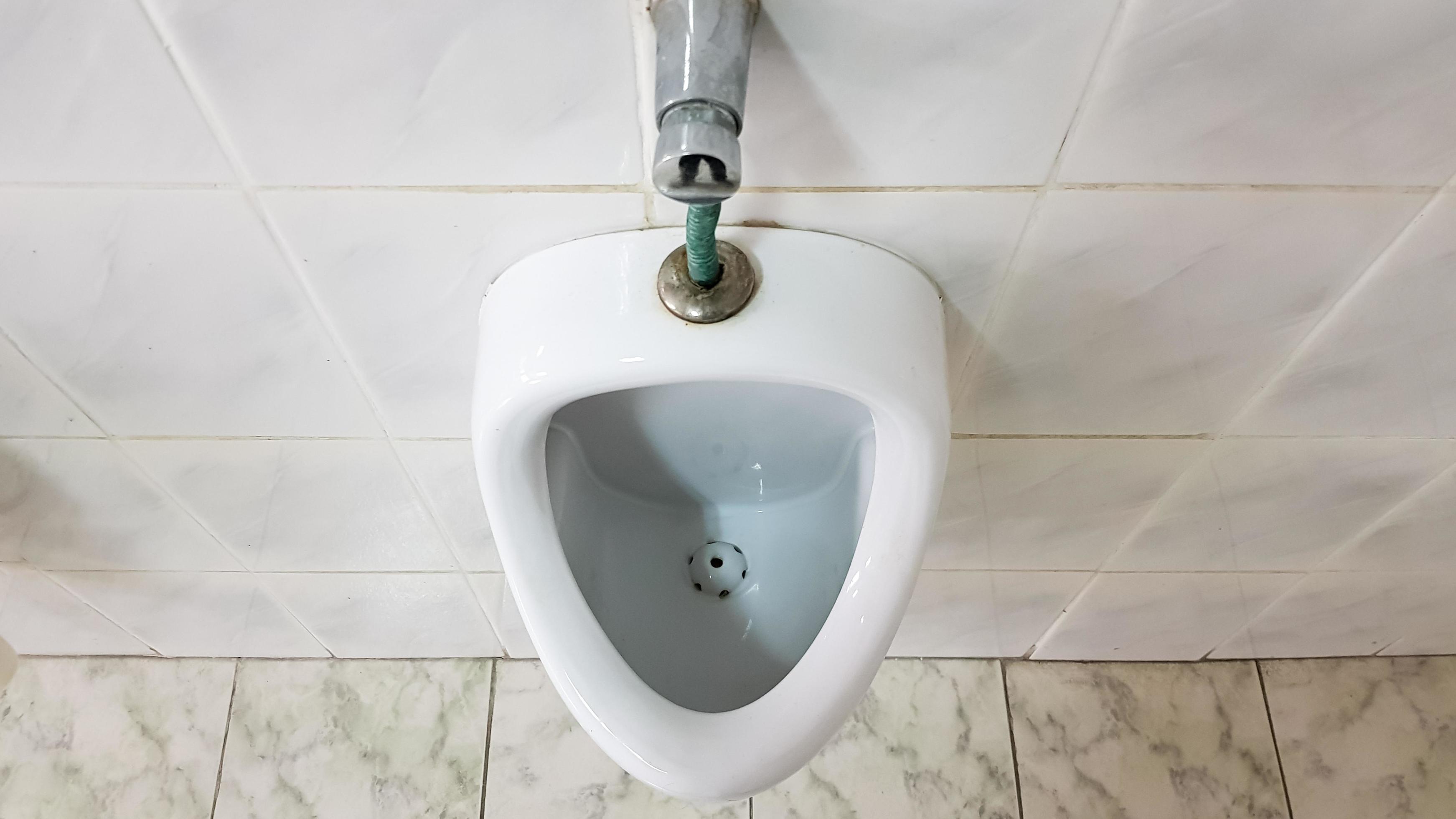 toilettes publiques avec un urinoir en céramique. les urinoirs