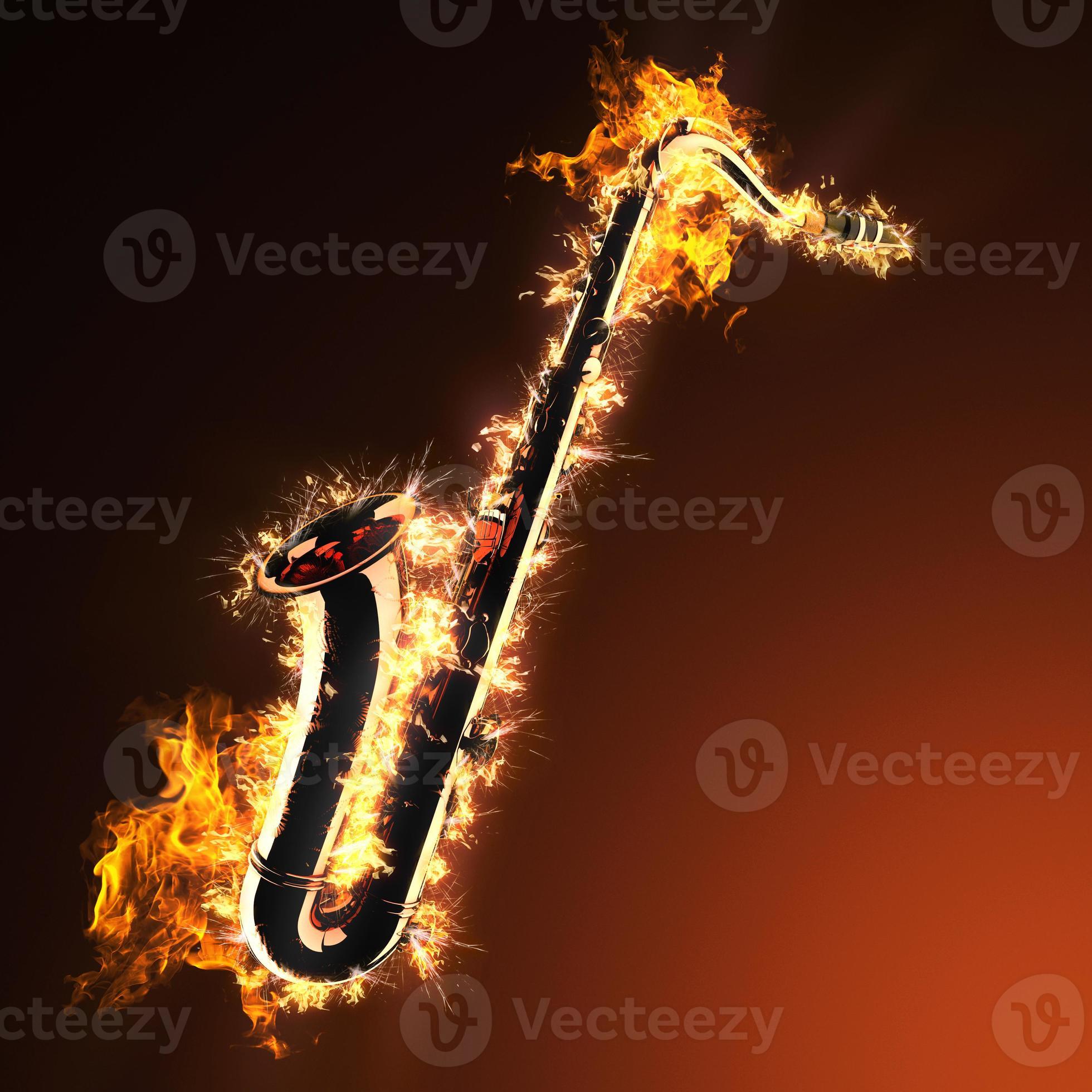 saxophone ténor doré en feu photo