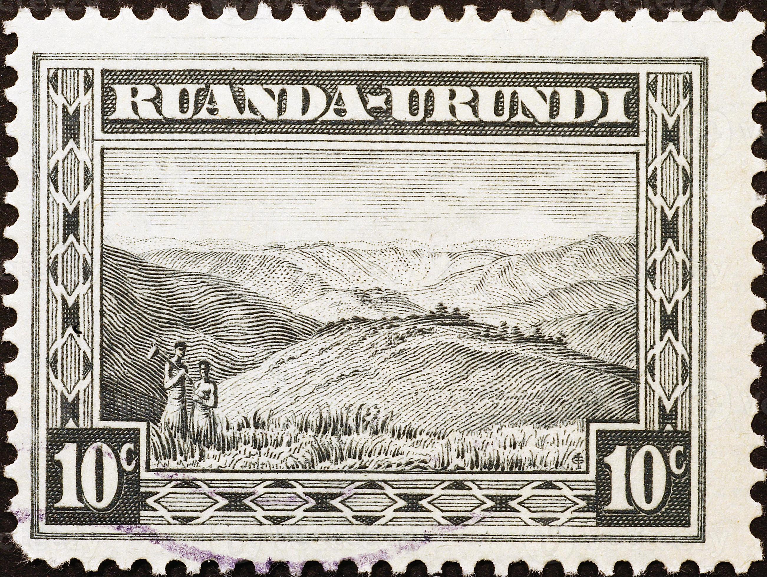 scène montagne, sur, vieux, cachet, de, ruanda-urundi 817538 Banque de  photos