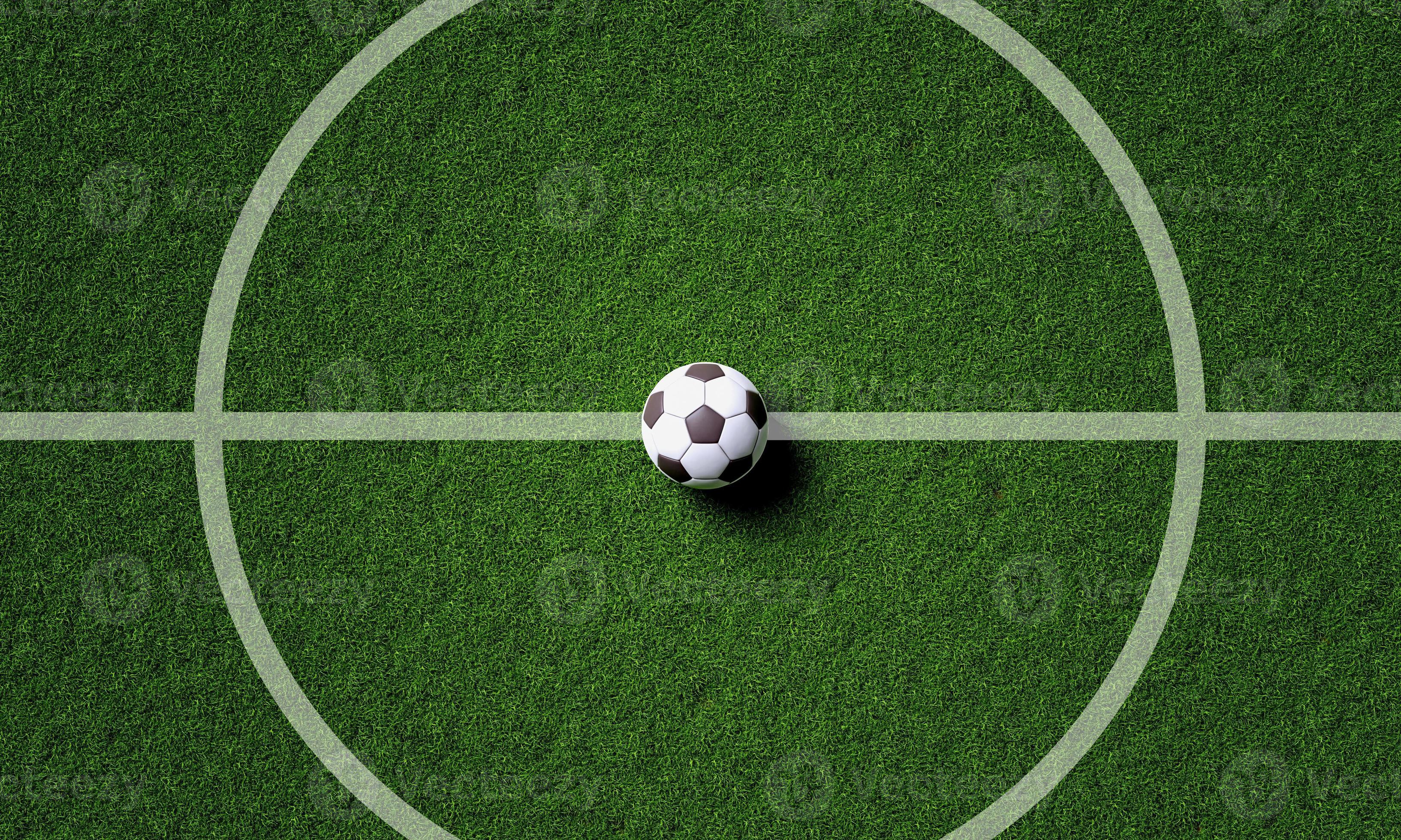 Vue Du Haut Sur Le Terrain De Football Avec Ballon À L'intérieur