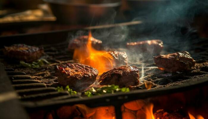 grillé porc filet sur charbon barbecue embrasé généré par ai 25118636 Photo  de stock chez Vecteezy