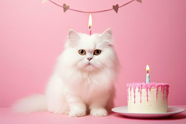 mignonne anniversaire chat sur vif Contexte 27288889 Photo de stock chez  Vecteezy