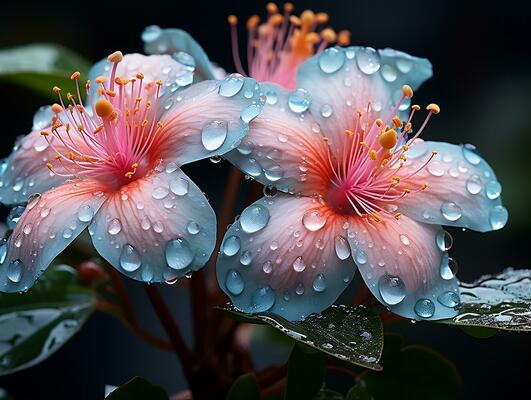 Sticker Fleur miroir gouttes de pluie - macro 